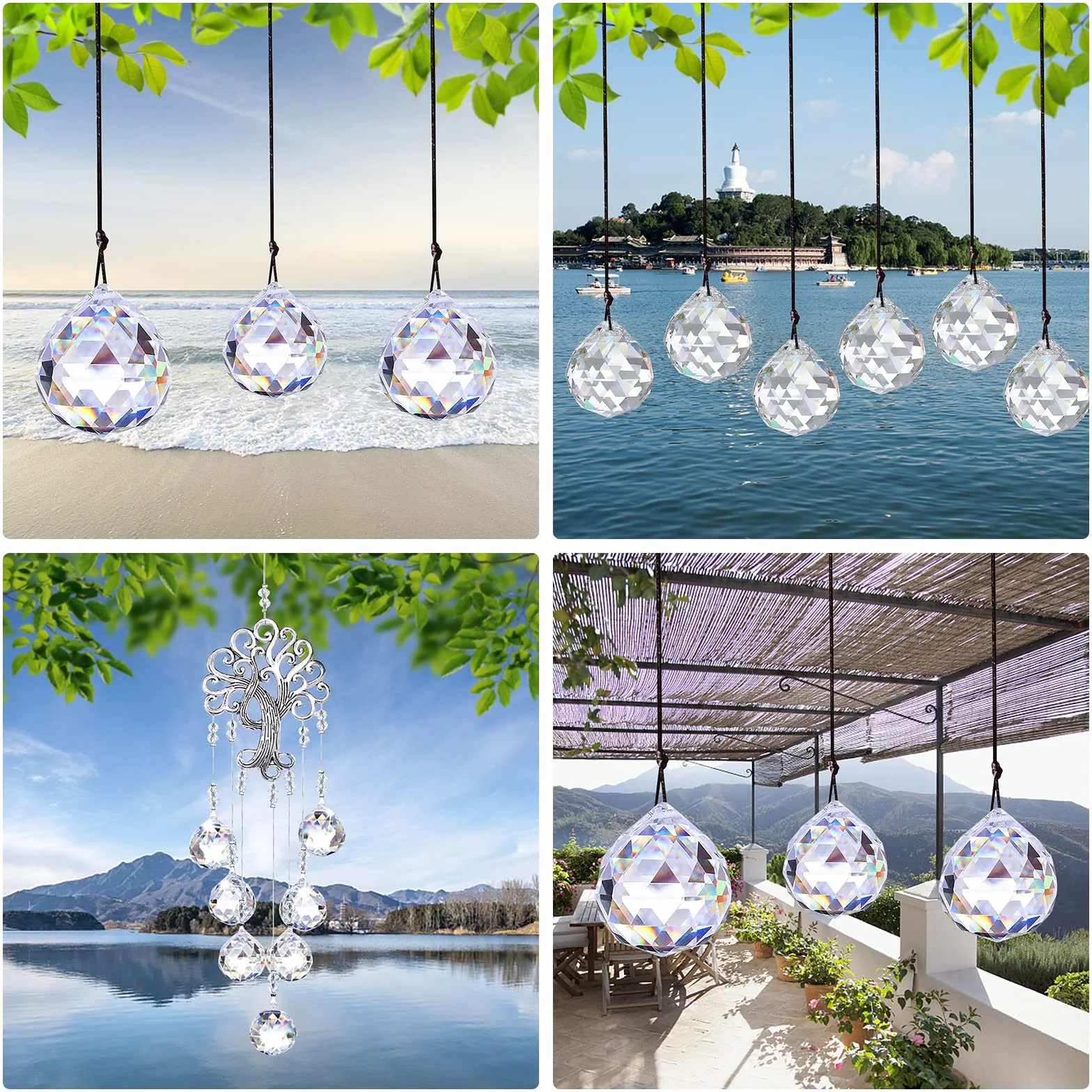 3 Prisma de Cristal de Cristal Colgante de Bola de Cristal, Arco Iris de Cristal, decoración Colgante de Cristal, Cristales para Colgar candelabros de Cristal como decoración