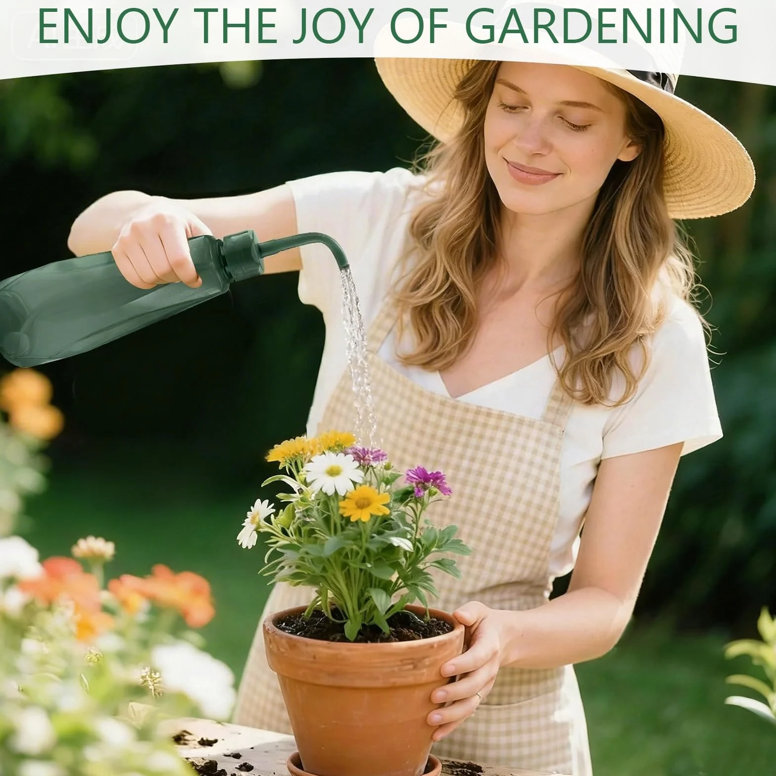 480ml Regadera para Plantas de Interior, Regadera Pequeña con Pico Largo para Bonsáis, Suculentas y Semilleros, Dispositivo de Riego con Bola de Gravedad de 360°, 3 Colores (Verde Gris)
