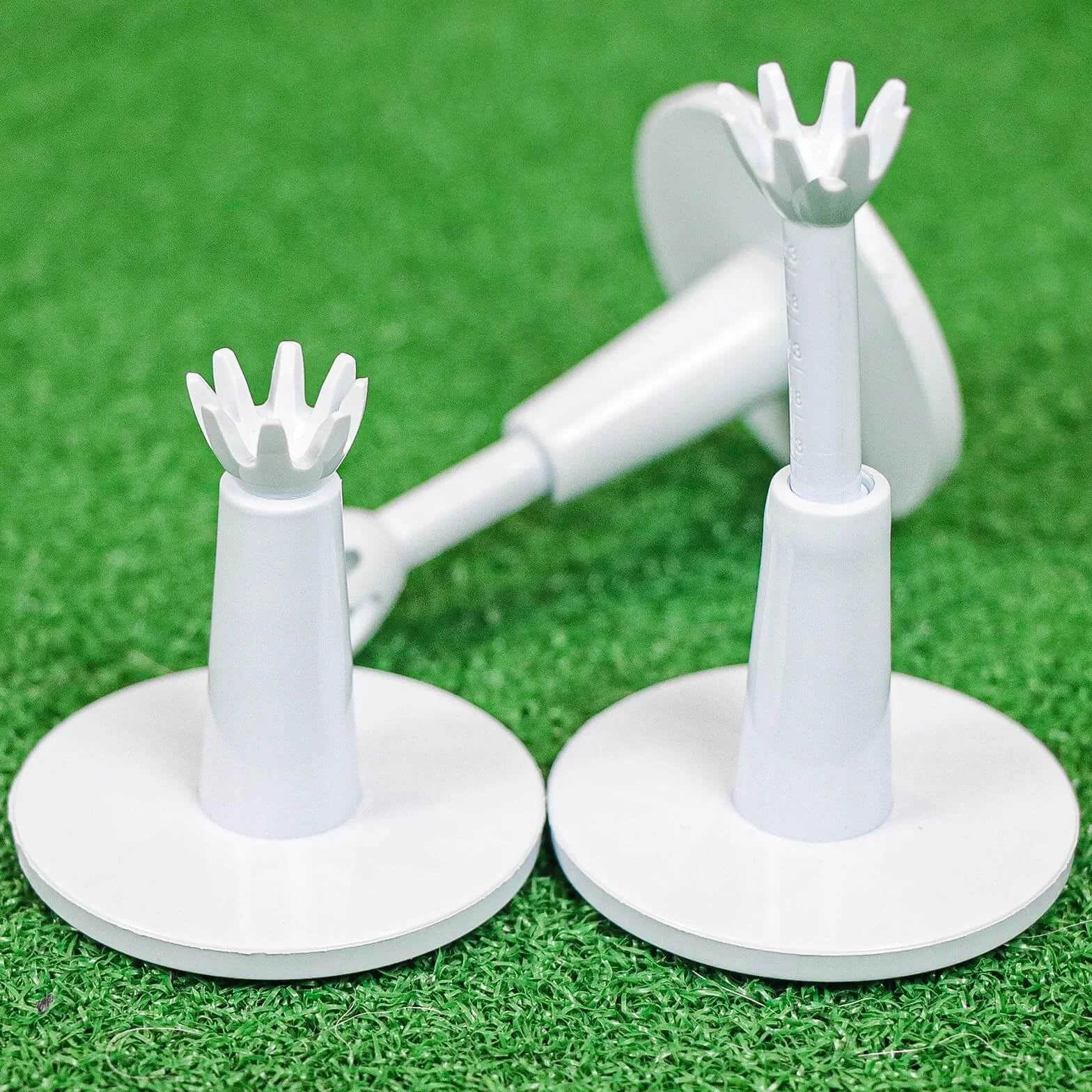 Juego de 3 tees de golf ajustables de goma para esteras, Driving Range y Golf Simulator