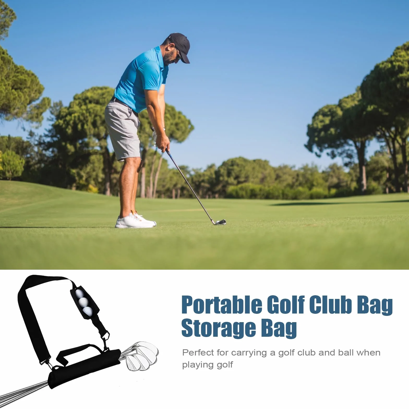 Bolsa de Transporte para Palos de Golf con Correa de Hombro Escalable - Mini Bolsa Portátil