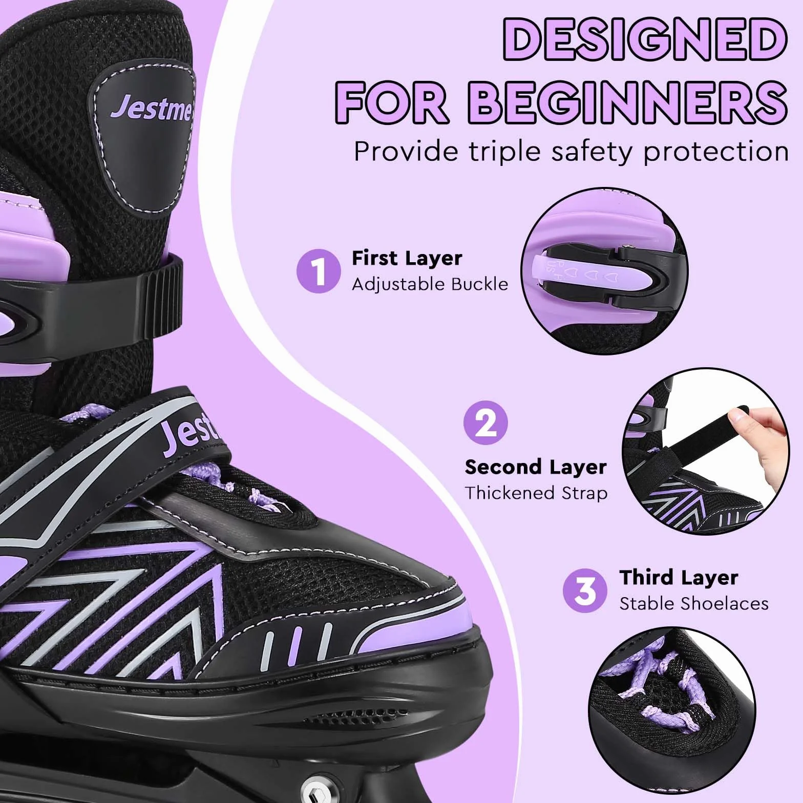 Patines Ajustables 4 Ruedas Niña con 8 Ruedas de Iluminación para Principiantes