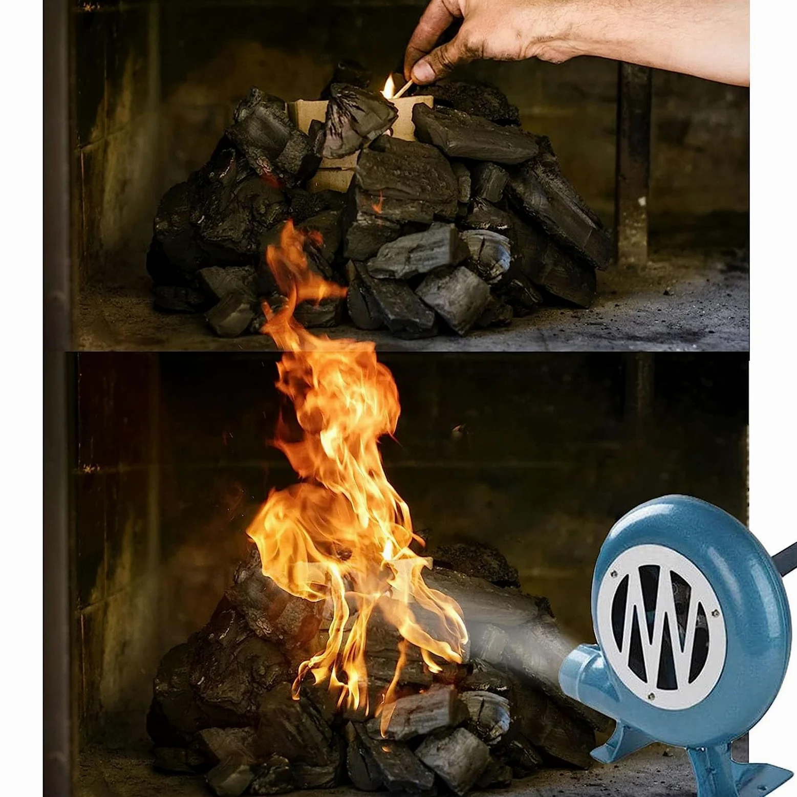 Ventilador Manual De Ventilador De Palomitas De Maíz Iron Gear - Manivela Herrero Forja Soplador, Que Cocina El Ventilador Manual, Aspa De Ventilador De Metal, Barbacoa Encendedor De Carbón(350W)