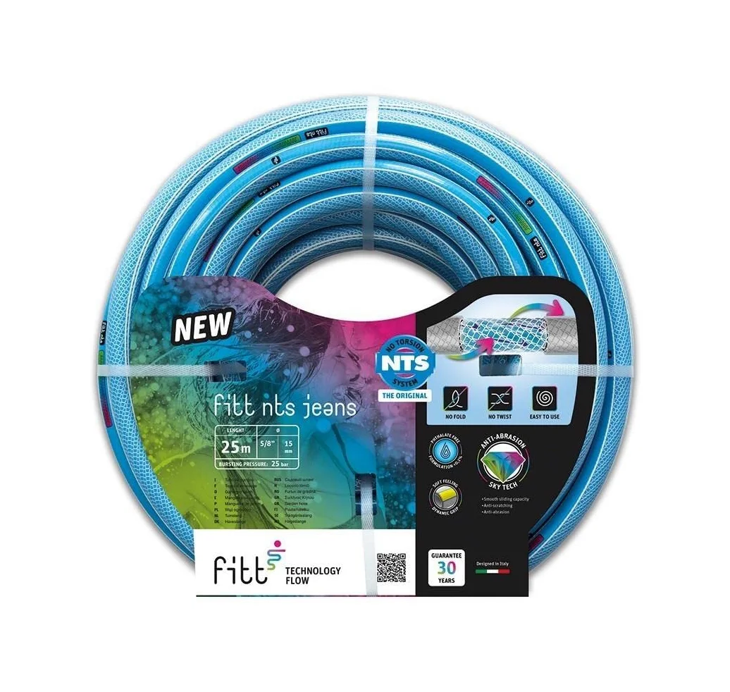FITT NTS JEANS 3/4" (19mm) 50 m - Manguera para Riego de Jardín, Robusta y Maleable, para Uso Intensivo