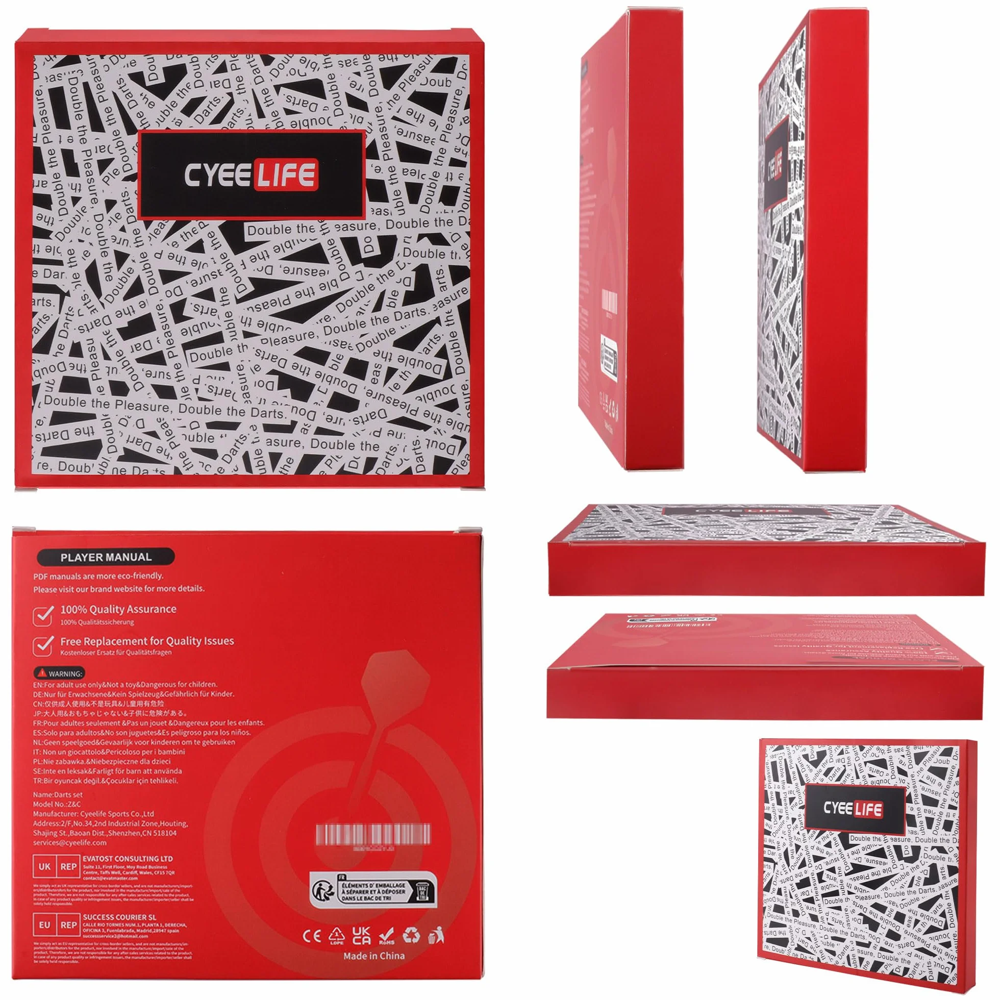CyeeLife Juego de accesorios para dardos de 180 piezas con plumas, cañas, protector de punta, vuelo, contrapeso, afilador, herramienta de extracción