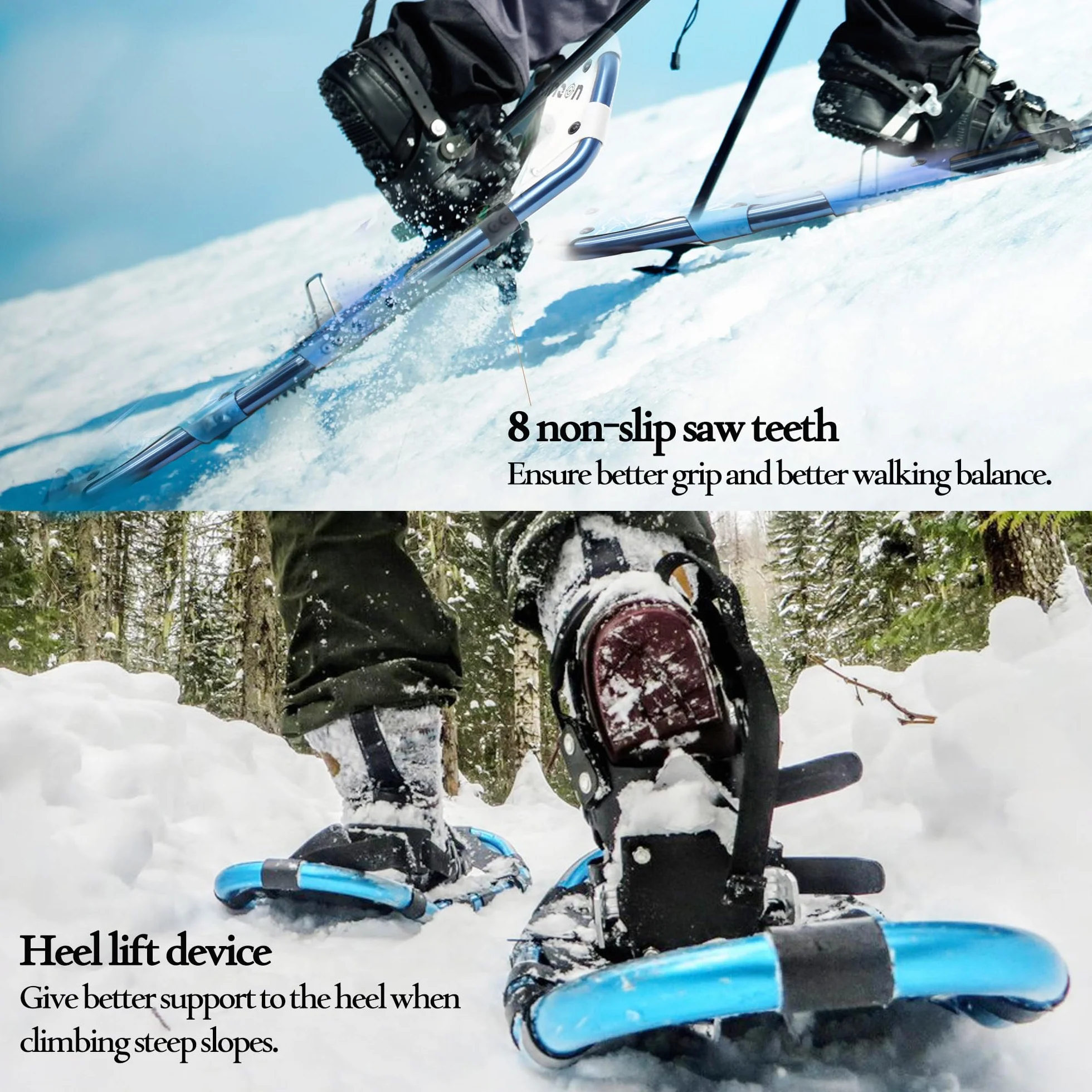 Raquetas de Nieve 3 en 1 Ligeras con Bastones de Trekking y Bolsa de Transporte