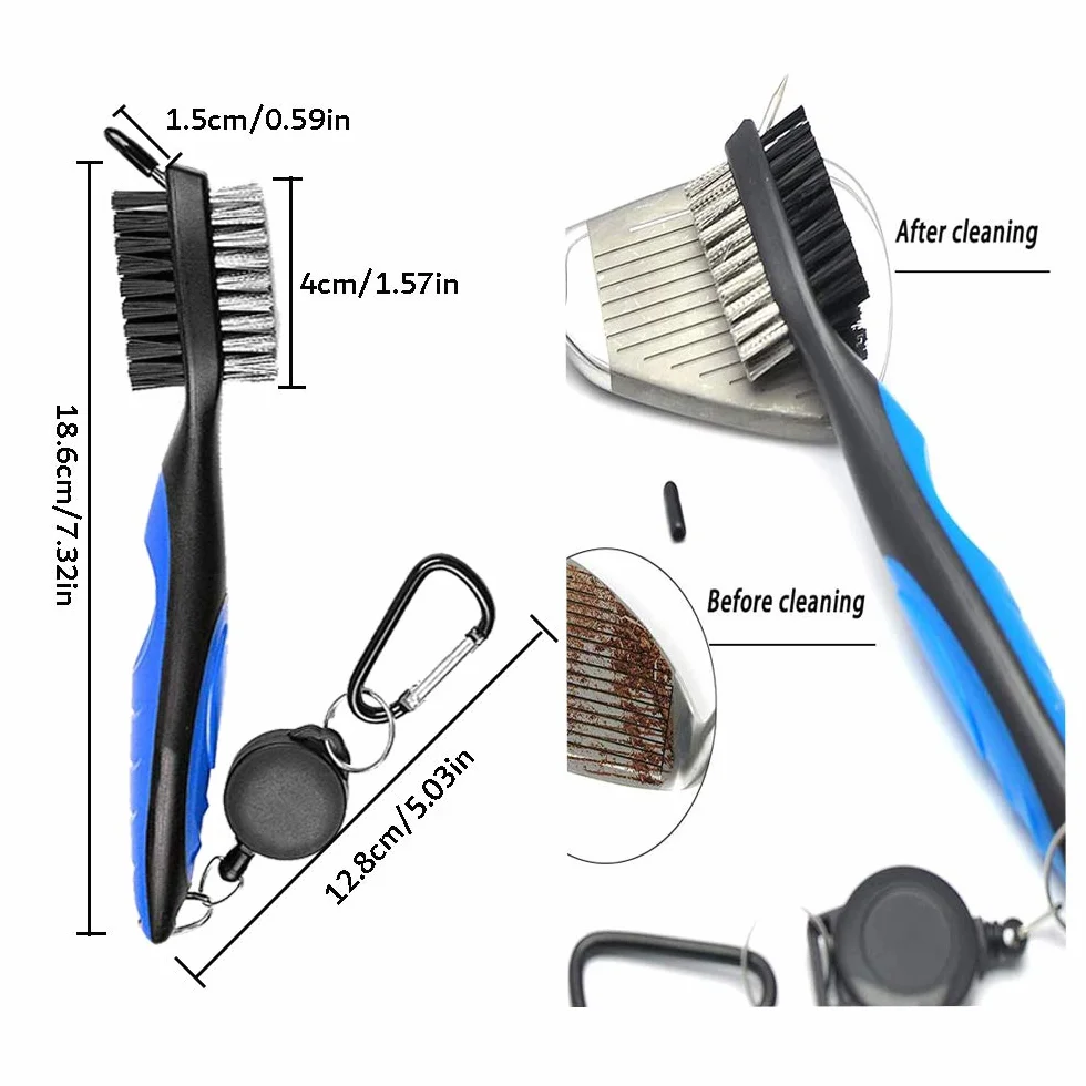 Accesorios de Golf Kit de Limpieza Cepillo Toalla Herramienta Reparación Plegable Marcador