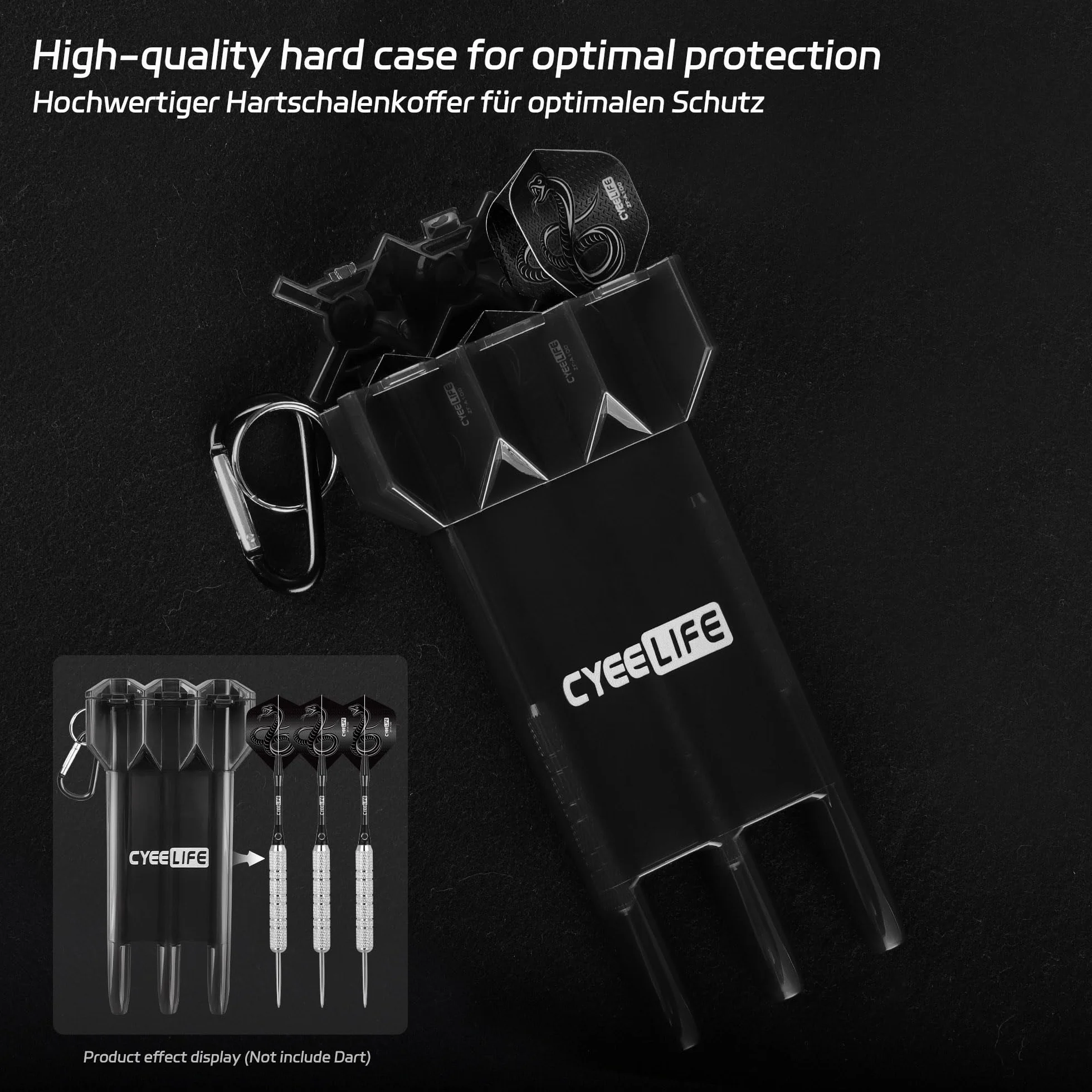 CyeeLife Funda de Transporte para Dardos, Ajustable, Caja de Almacenamiento Portátil con Cierre, Negro
