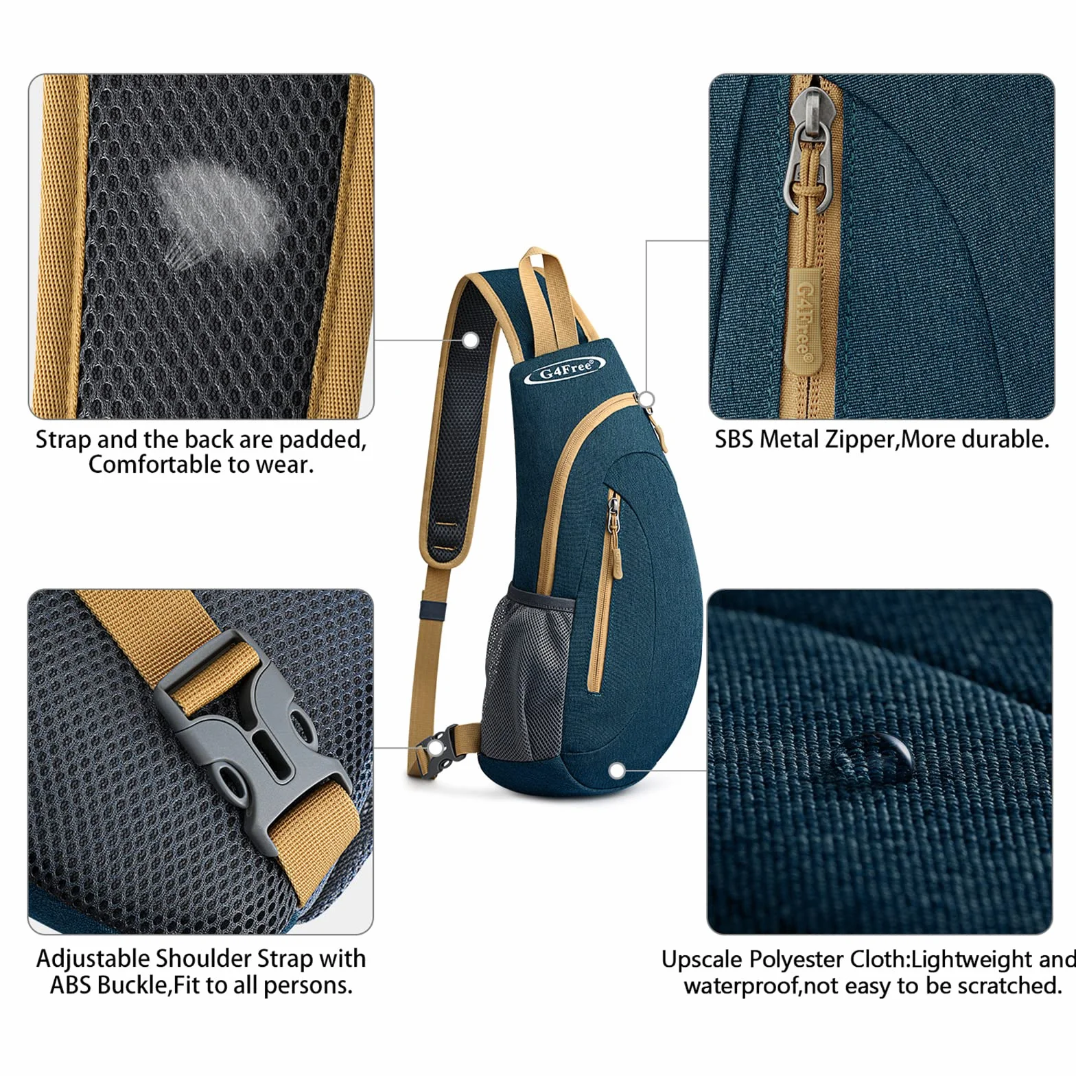 G4Free Sling Bag Mochila Triangular para Senderismo, Ciclismo, Viajes