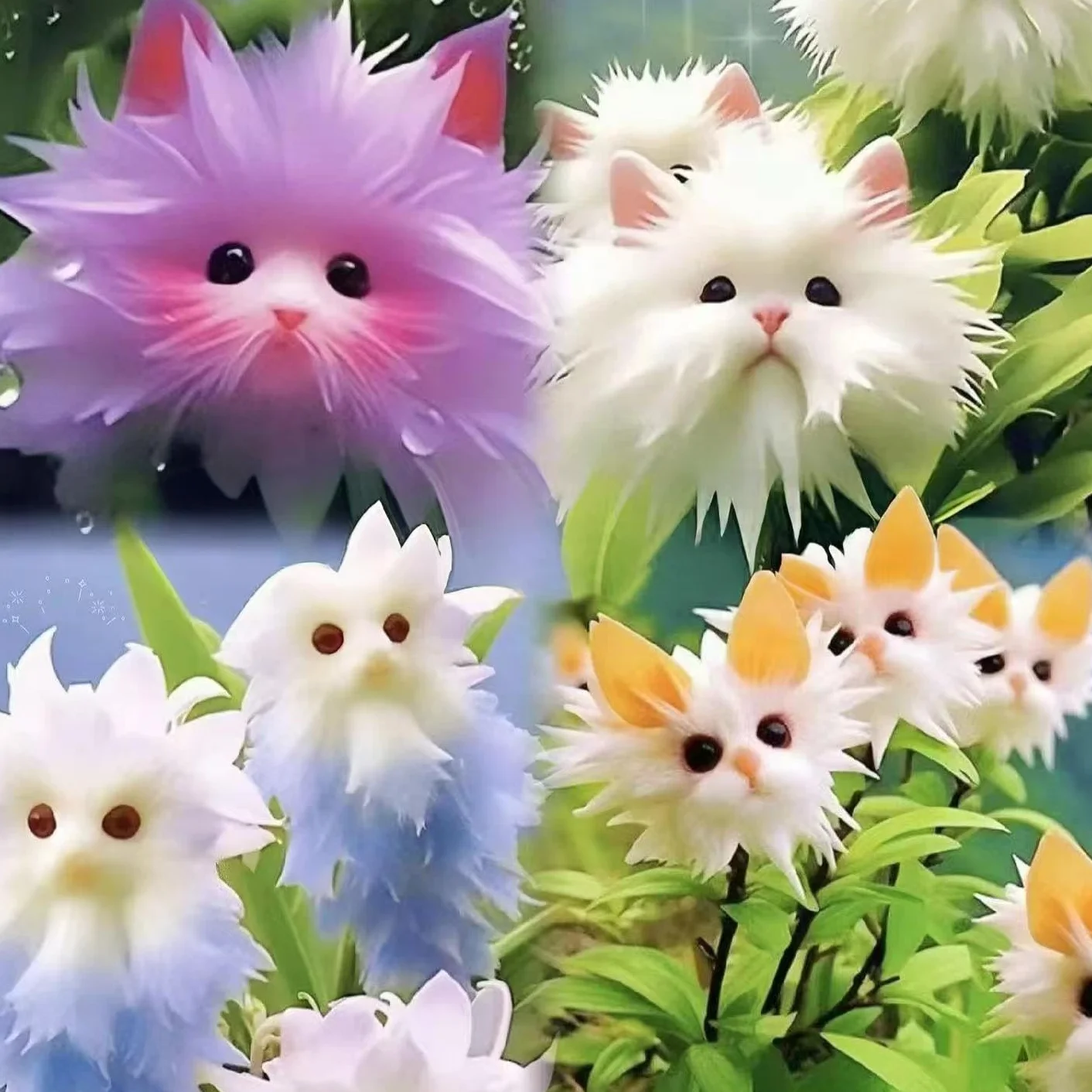 100pcs10 Semillas de orquídeas de Gato Mixtas de Color, Semillas de orquídeas, Forma de Cara de Gatito