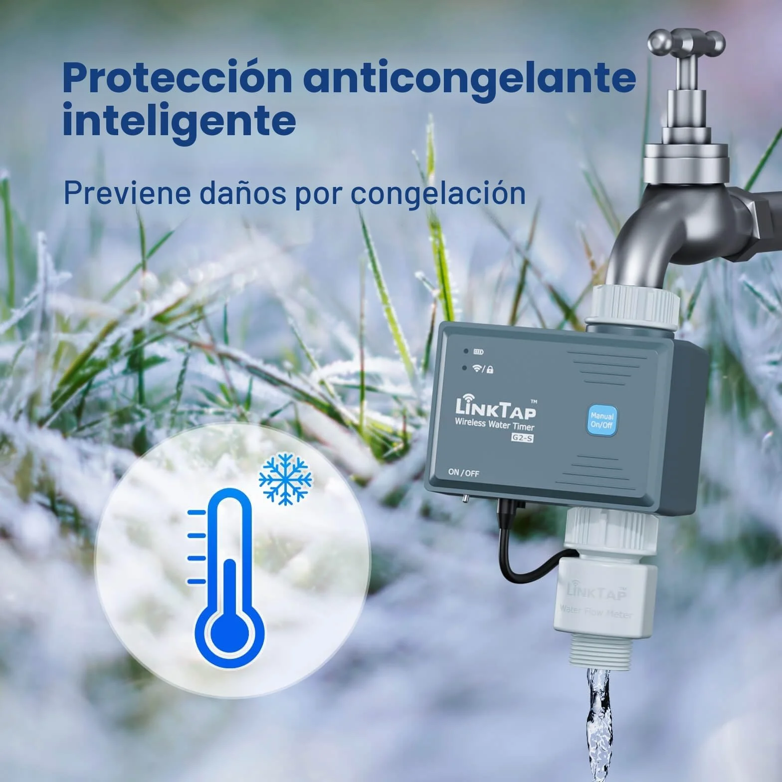 LinkTap G2S Temporizador de Riego Automatico, Gateway y Medidor Flujo - Programador de Riego Inteligente Jardín con Bloqueo Digital, Detección de Fallas y Notificaciones, IP66