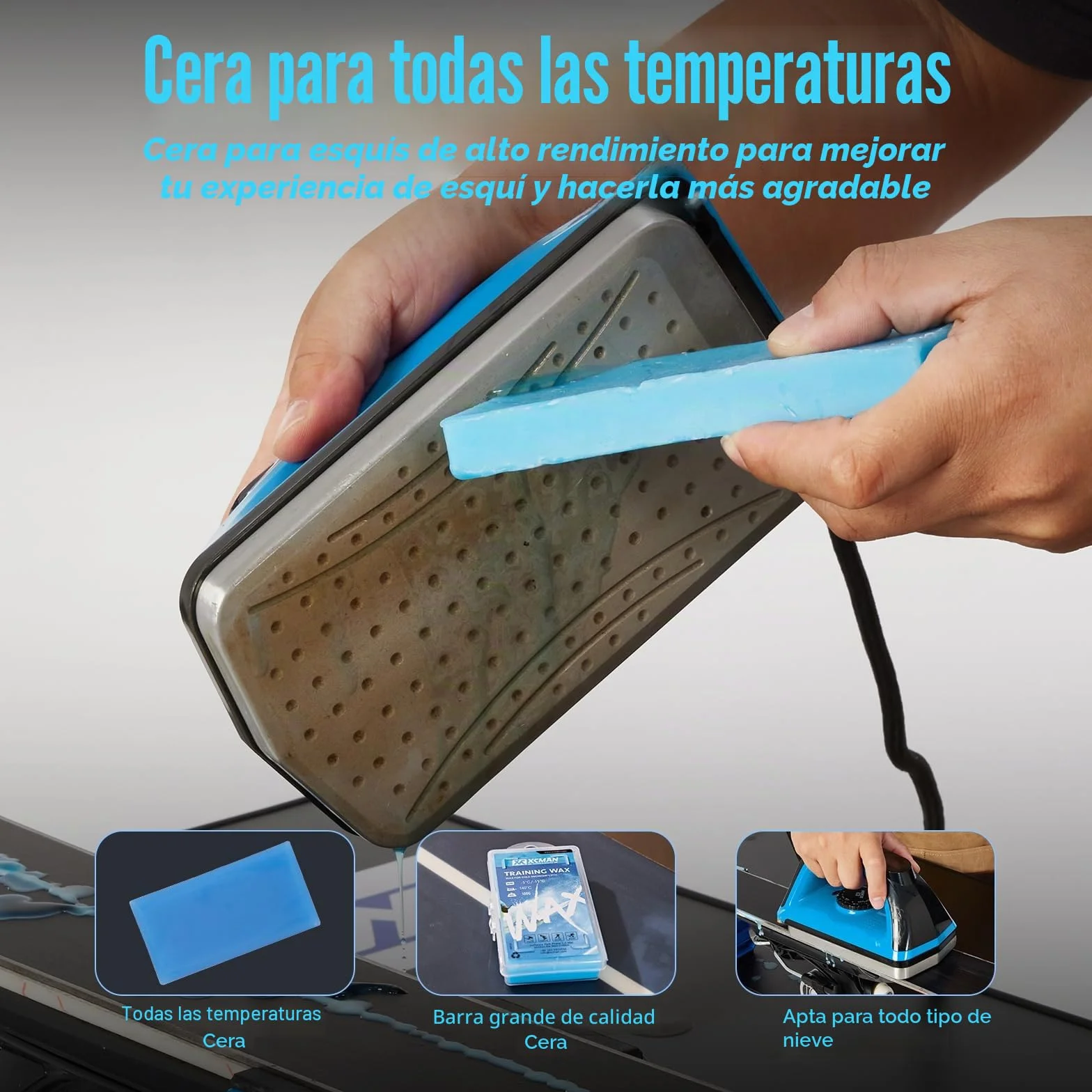 XCMAN Kit Completo Afilado Encerado Esquí Snowboard Plancha Cera Afilador Borde Lateral Reparación Base Ptex Piedra Goma Diamante