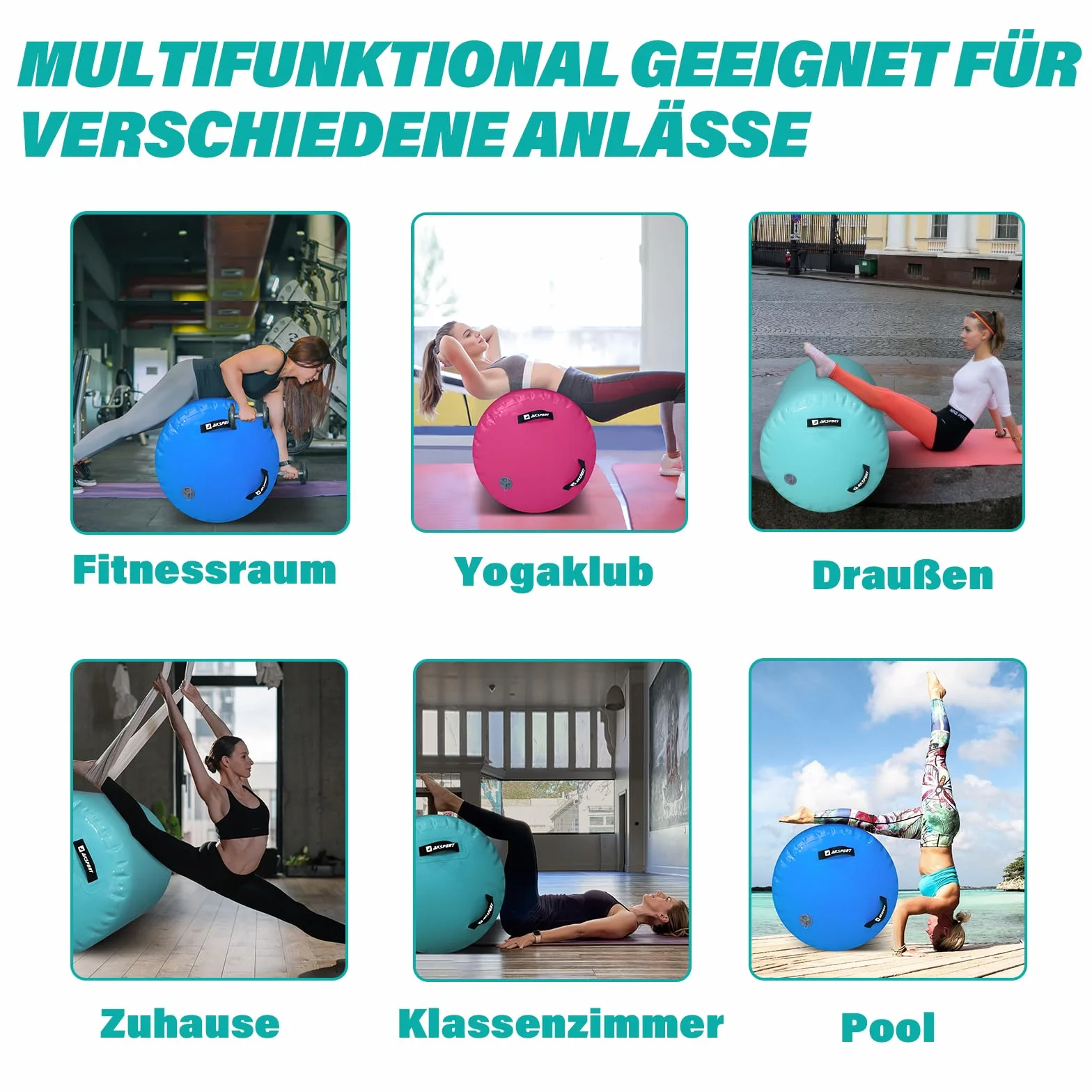 AKSPORT Air Roller - Rodillo inflable para ejercicios de espalda, yoga, tumbling