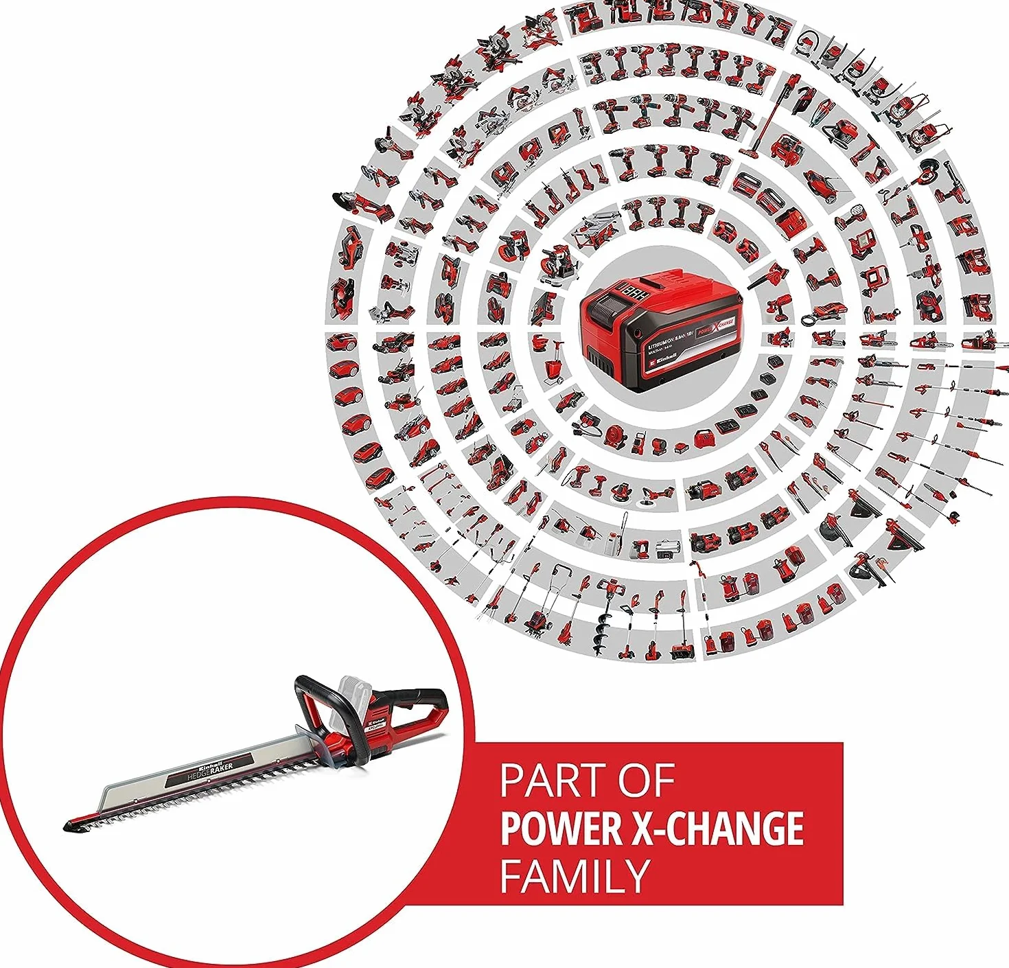 Einhell Cortasetos con batería ARCURRA 18/55 Power X-Change (18 V, 55 cm de Longitud de Corte, 18 mm Distancia Entre Dientes, colector de Recortes, asa Frontal Estrecha, sín batería)