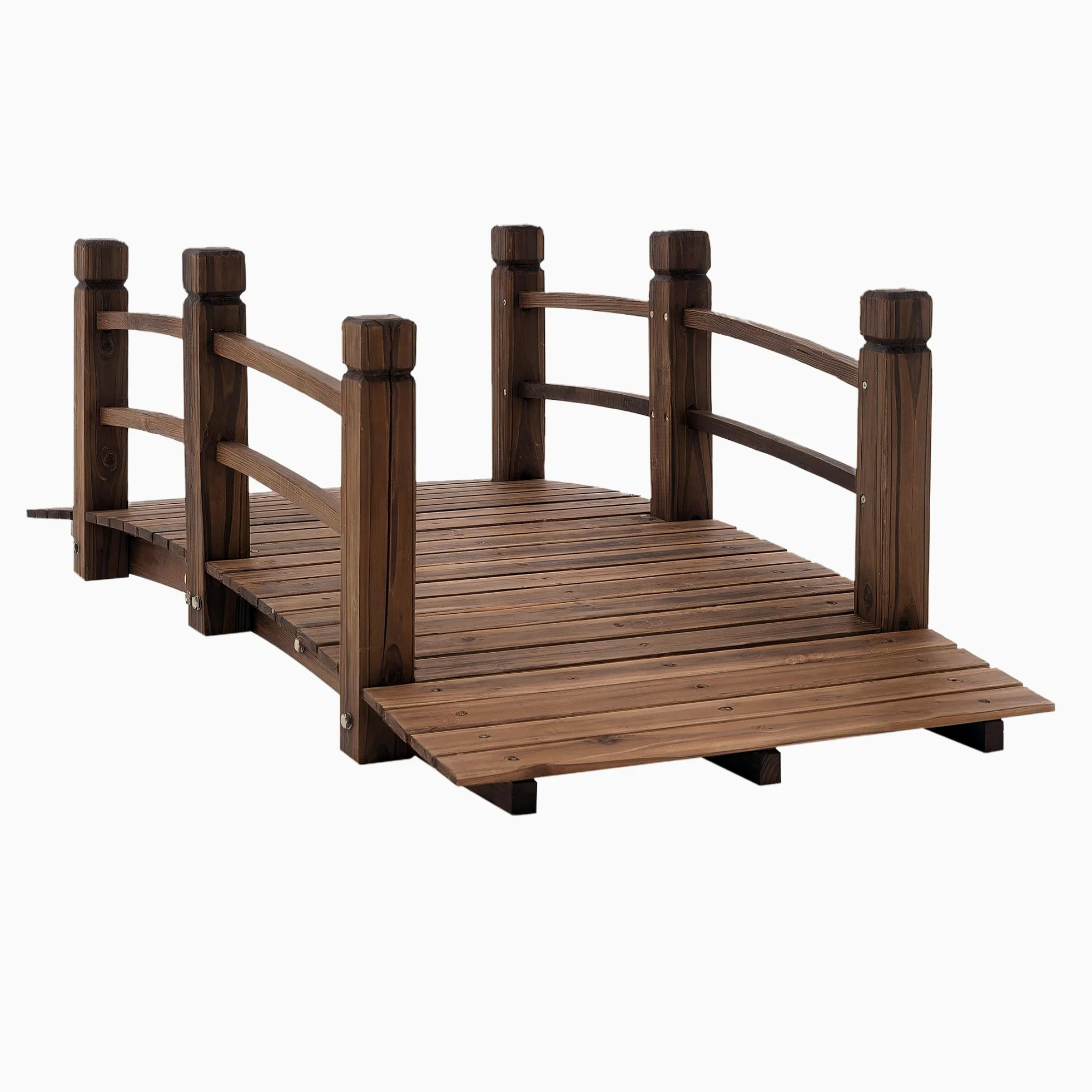 Outsunny Puente de Jardín Madera Carbonizada 152,5x67x48 cm Carga 181 kg Decorativo