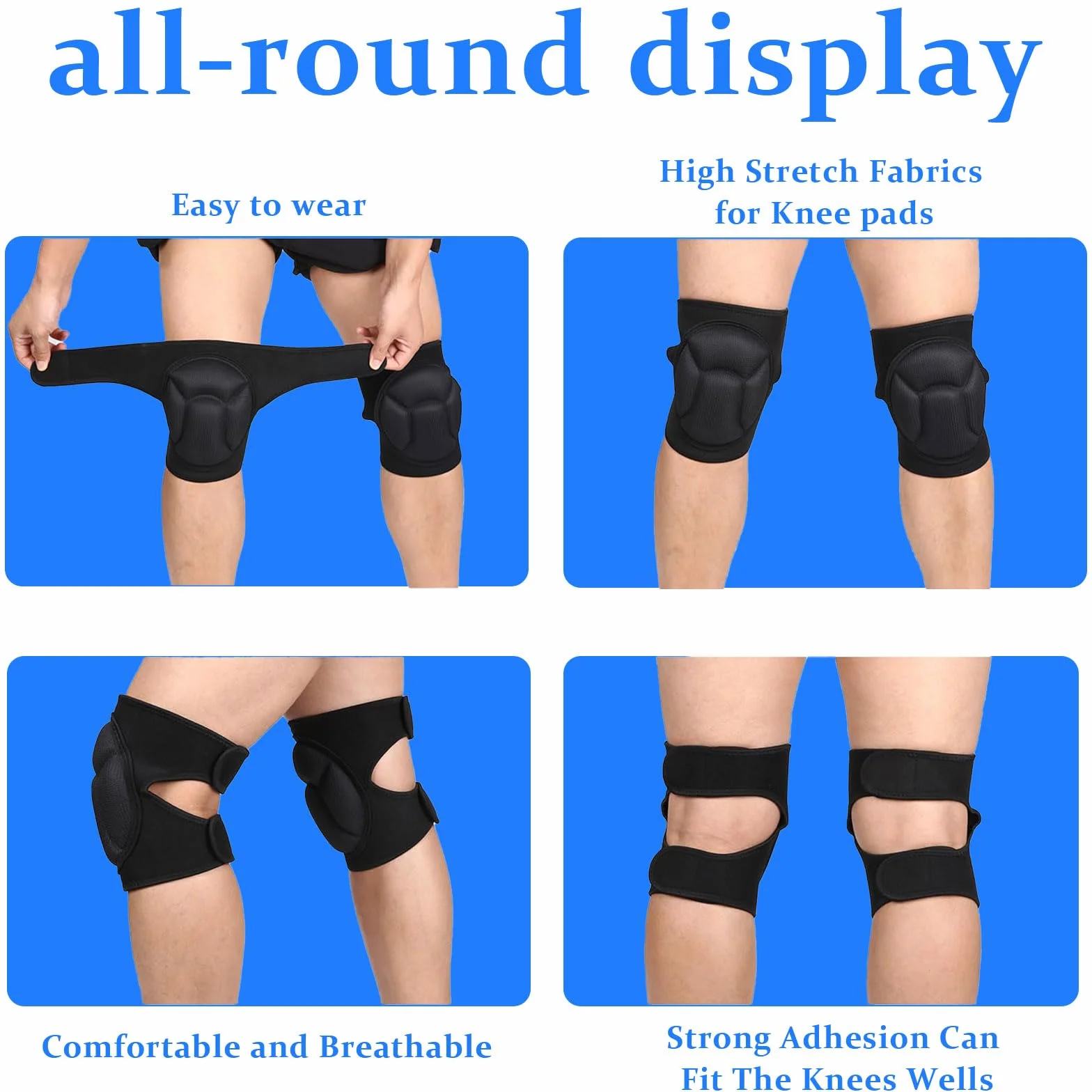 Rodilleras de Trabajo, Protección para la Rodilla, Esponja Eva de 20mm Engrosamiento, Ajustables, Anti-colisión para Voleibol, Baile, Jardín