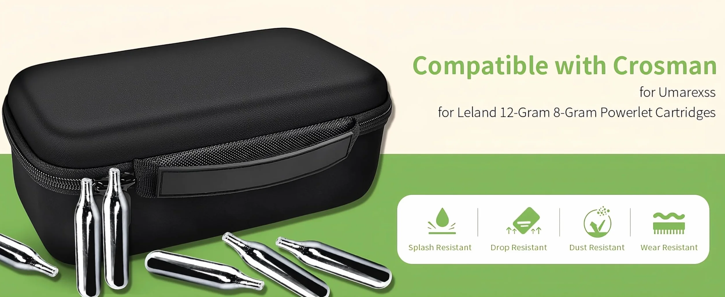 Estuche para Cartuchos CO2 40 Slots Caja Organizadora Compatible con Crosman Umarexs Leland Resistente a Golpes