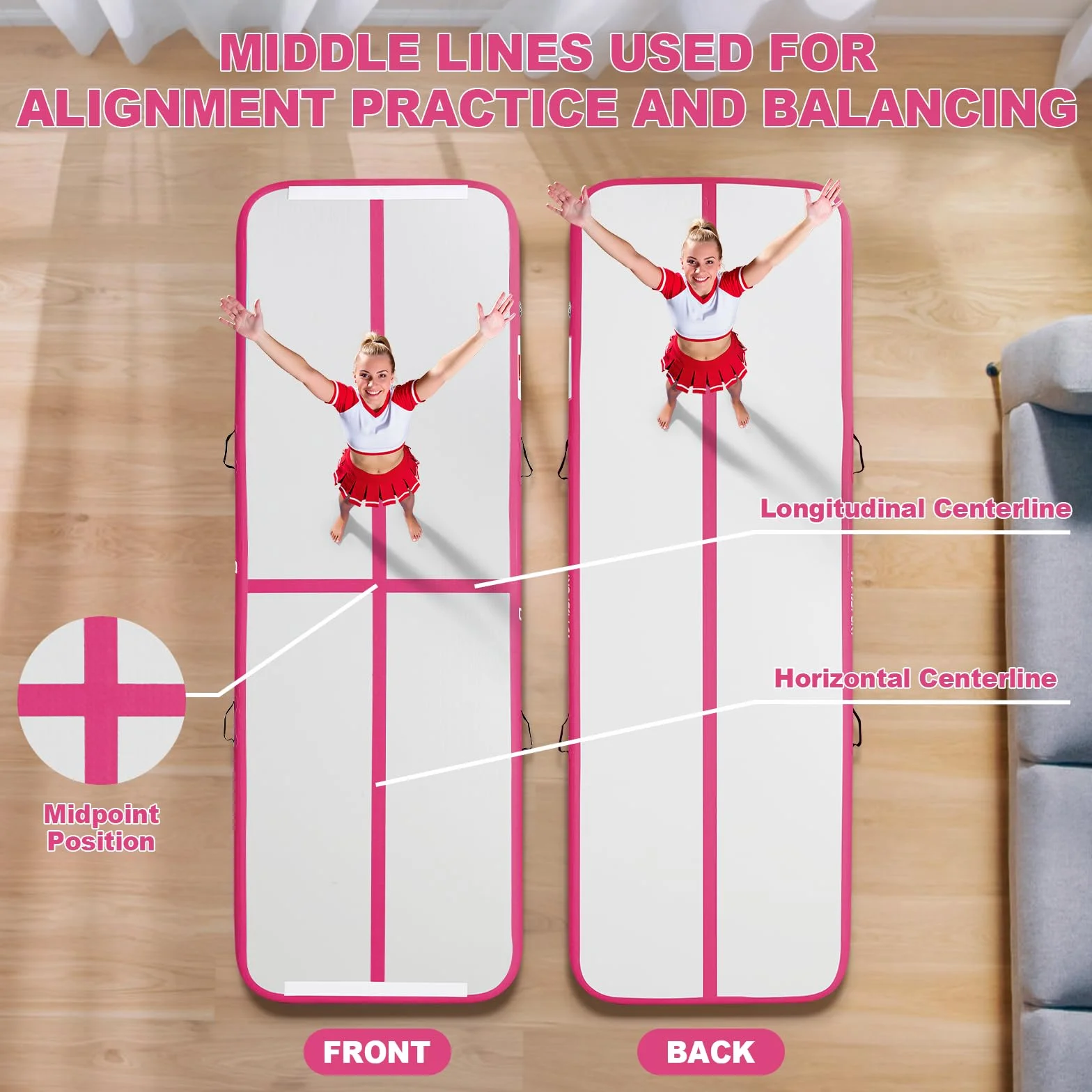 FBSPORT Colchoneta hinchable 4 m Air Roller 60 cm bomba aire 10 cm alto esterilla entrenamiento gimnasia yoga