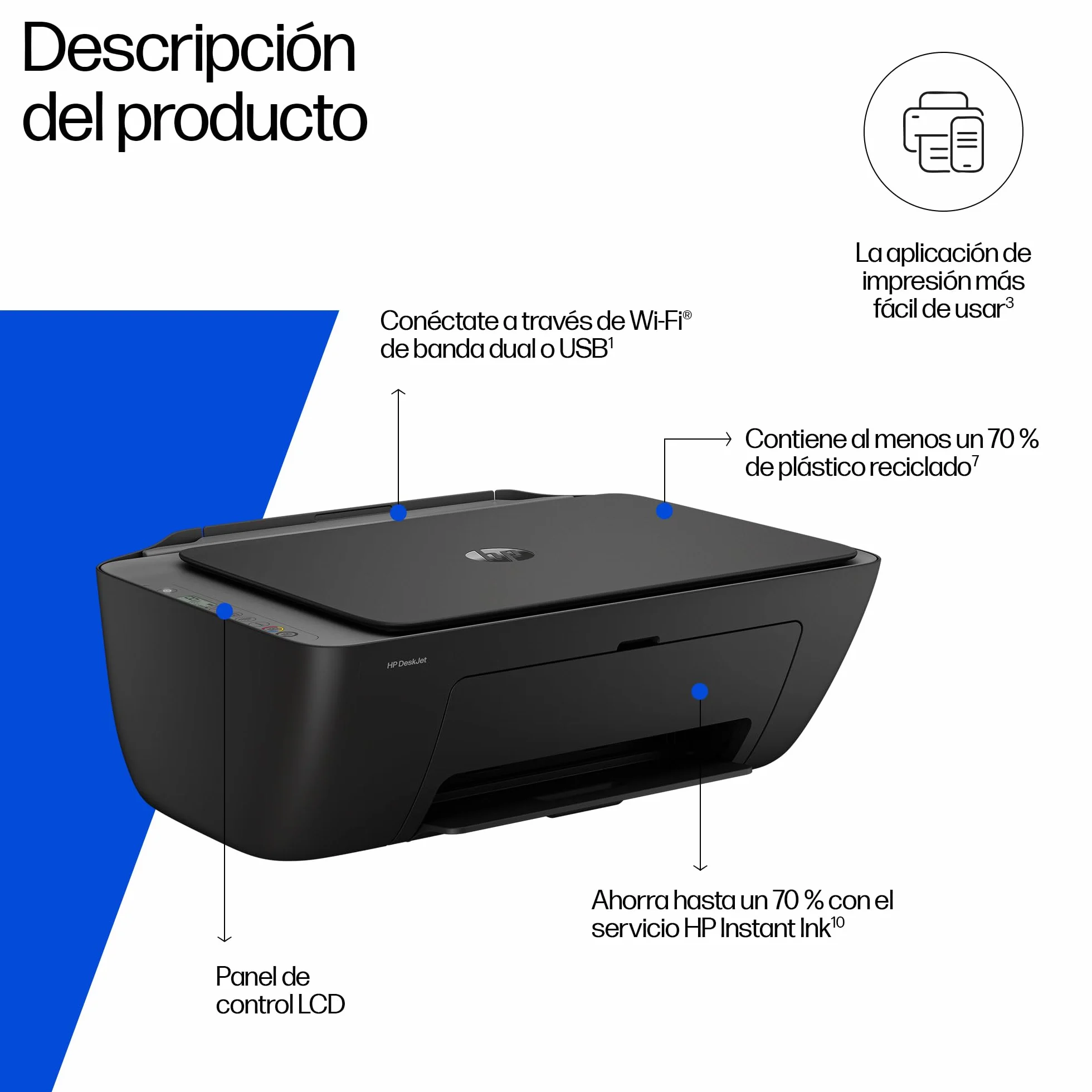 HP DeskJet 2920 Impresora Multifunción Inyección Tinta Color Inalámbrica Wi-Fi Doble Banda Negro