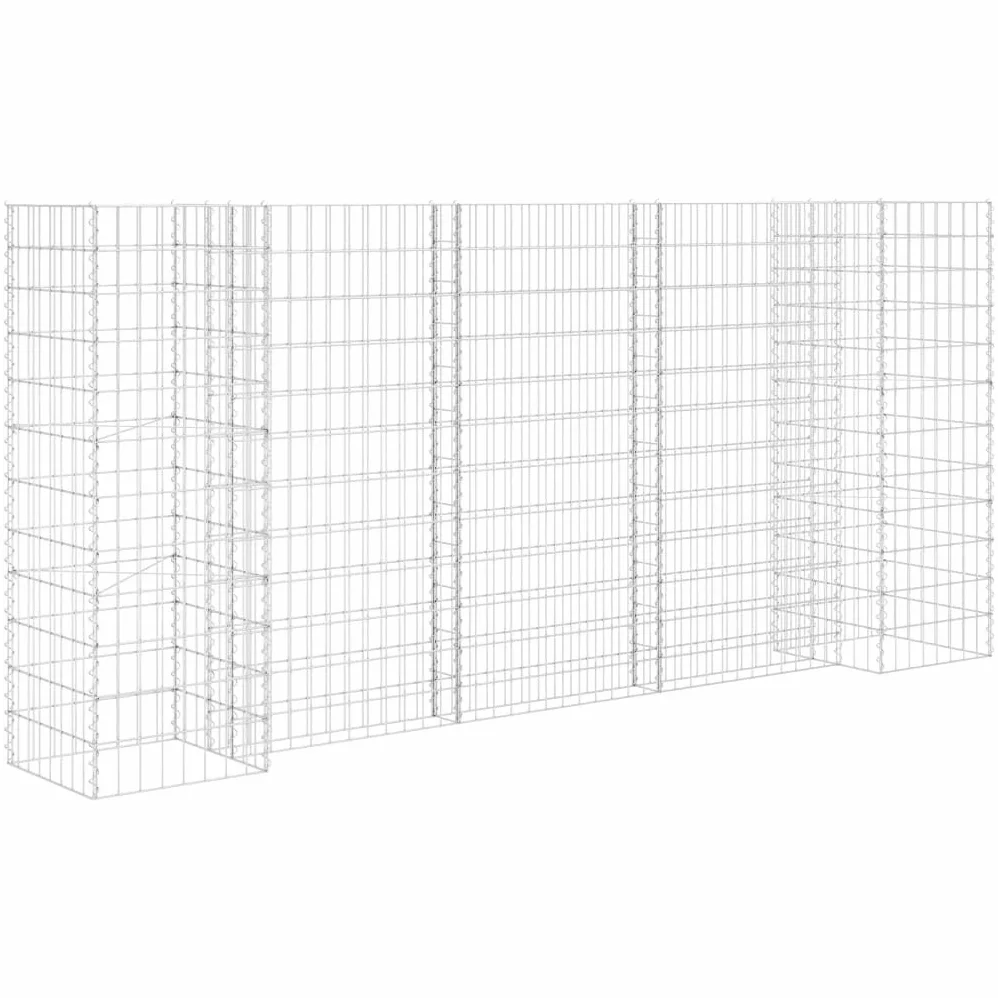 Macetero para gaviones de 260 x 40 x 120 cm, cesta de alambre de acero estable para bancal elevado y parterre, rejilla de malla soldada inoxidable, fácil de montar