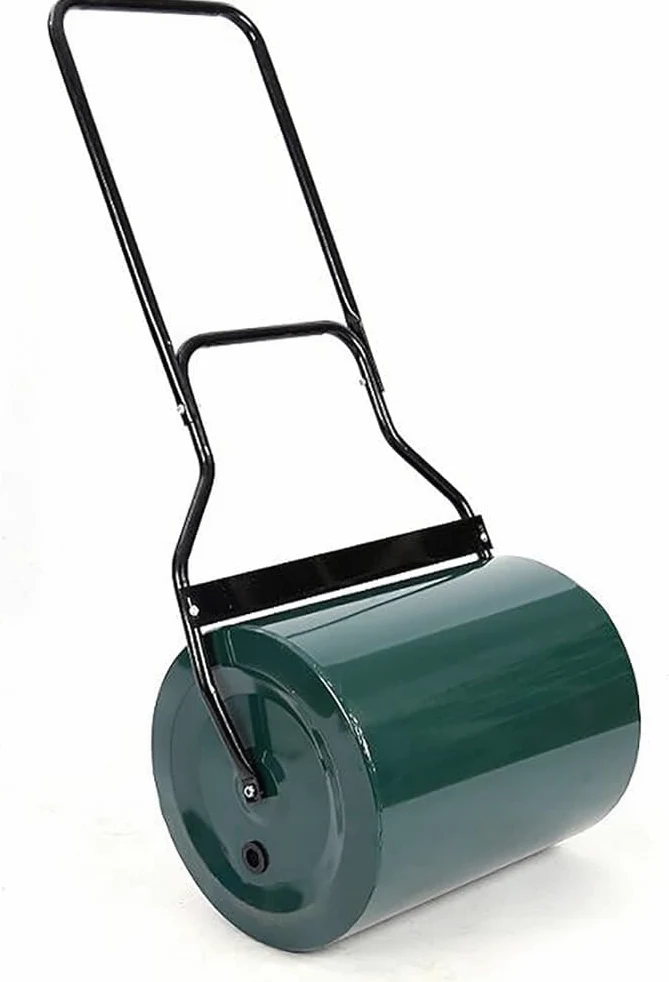 Rodillo de césped de acero resistente para empuje/remolcar, rodillo de césped duradero, relleno de arena para patio, jardín, barra rascadora, remolque detrás de la mano