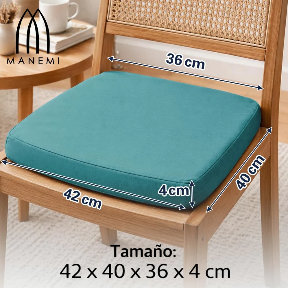 Cojín para silla 42x40x4 cm Repelente al agua Funda con cremallera desmontable Pack 6
