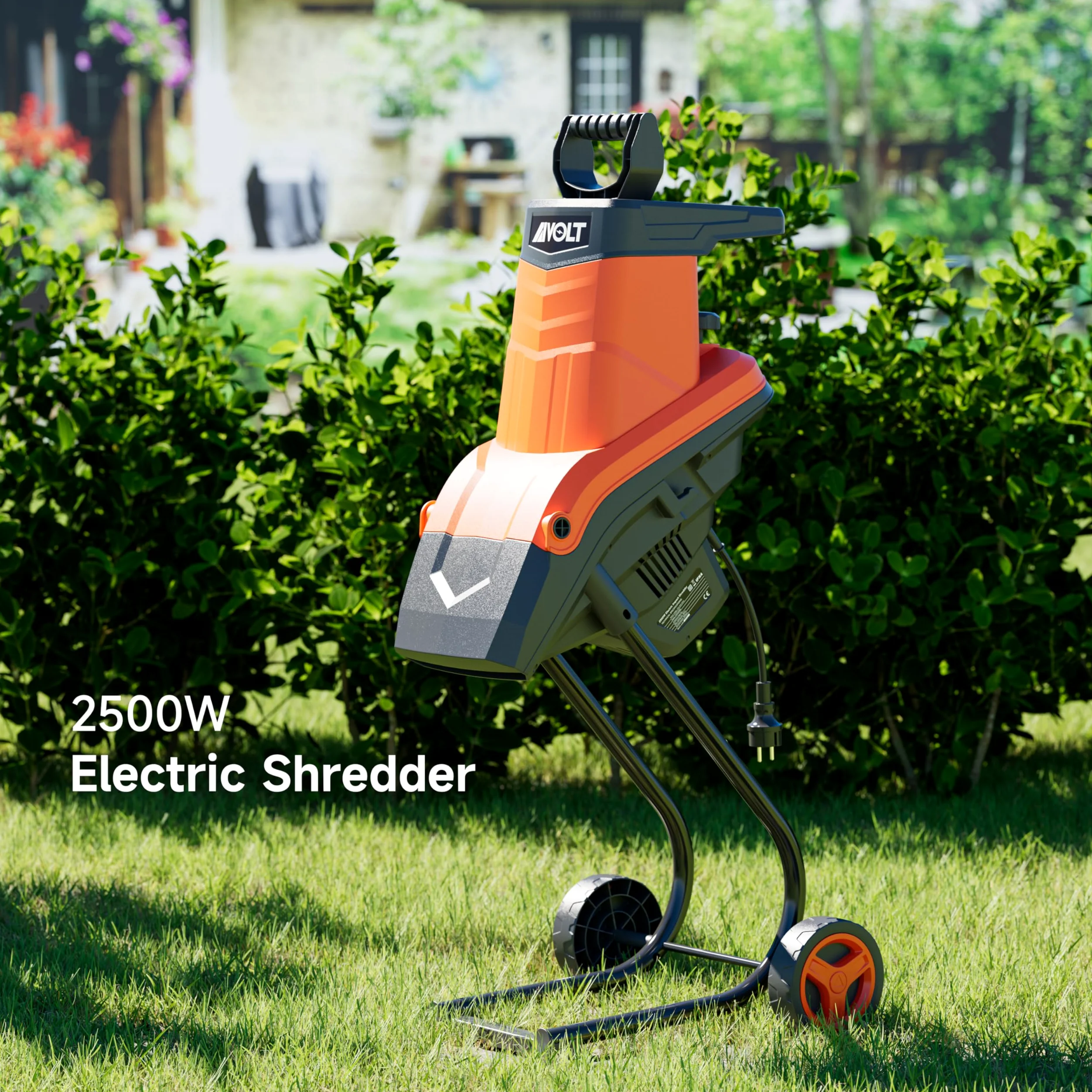 AIVOLT Trituradora Eléctrica de Ramas 2500W Biotrituradora Eléctrica con Bolsa de Recolección 50L para Diámetro de Corte de Ramas 45mm