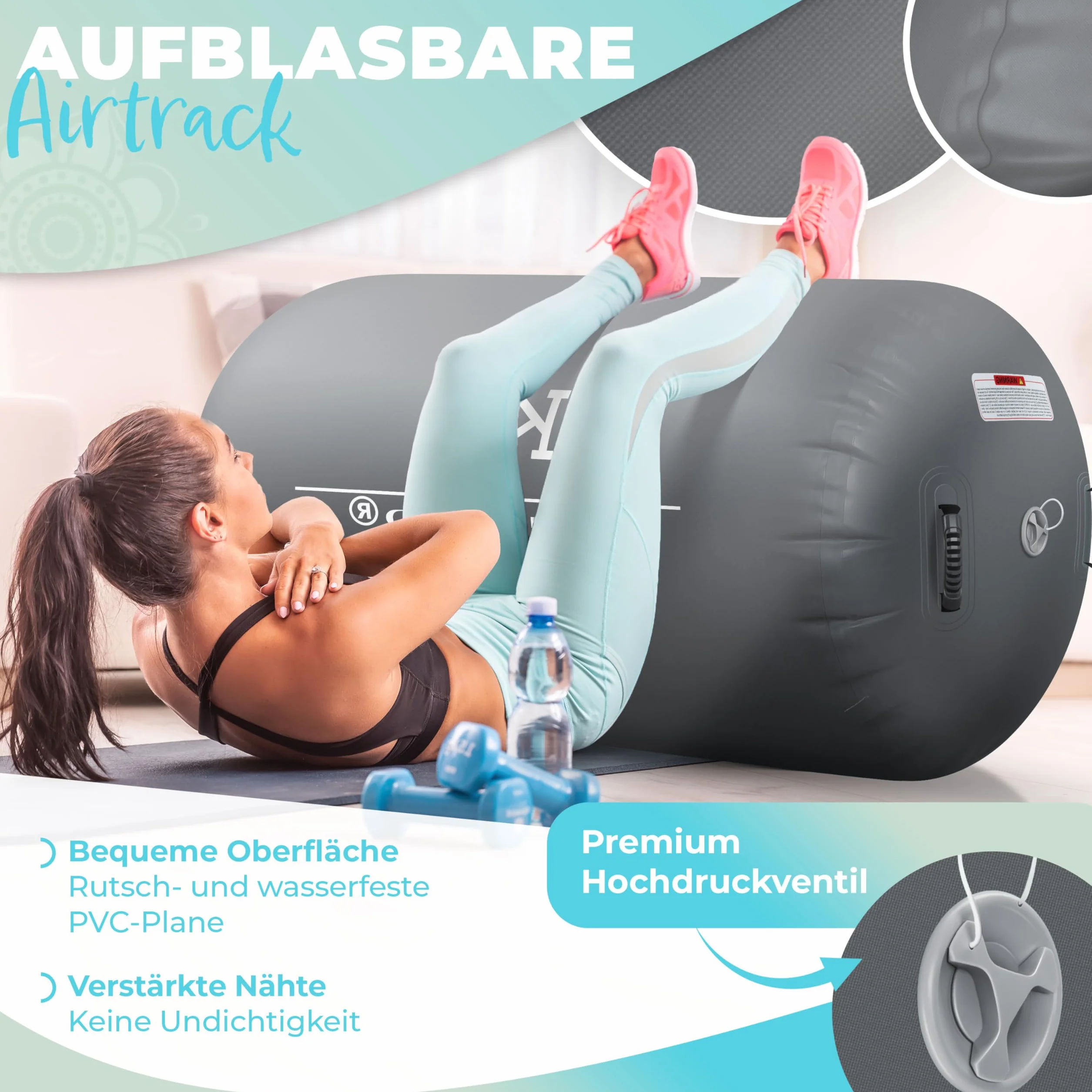 KESSER Air Roll Airtrack Rollo inflable 120x90 cm con bomba eléctrica y bolsa
