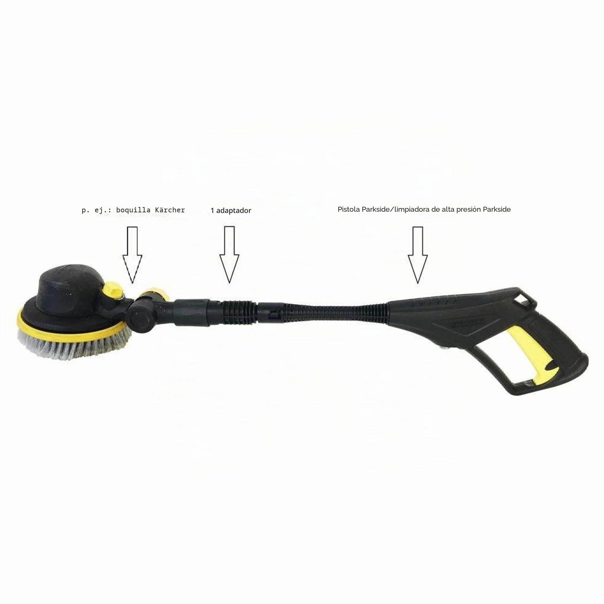 Adaptador para Parkside Lidl PHD 100 A1 B2 C2 D2 E3 y PHD 150 A1 B2 C2 D3 apto por ejemplo para accesorios Kärcher (para dimensiones ver imágenes)