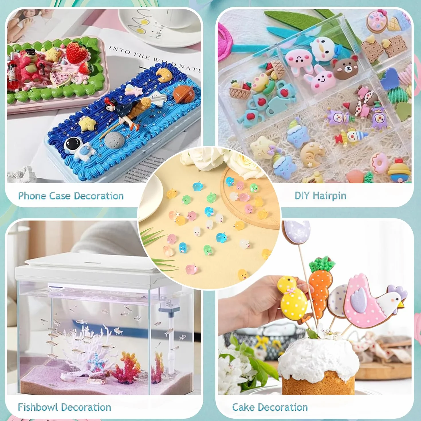 56 Piezas Mini Cerditos de Resina, Mini Cerditos Luminosos, Coloridos Mini Cerditos Resina, Pequeño Cerdito de Resina para Jardín para Casa de Muñecas, Manualidades, Macetas, Decoración de Paisajes
