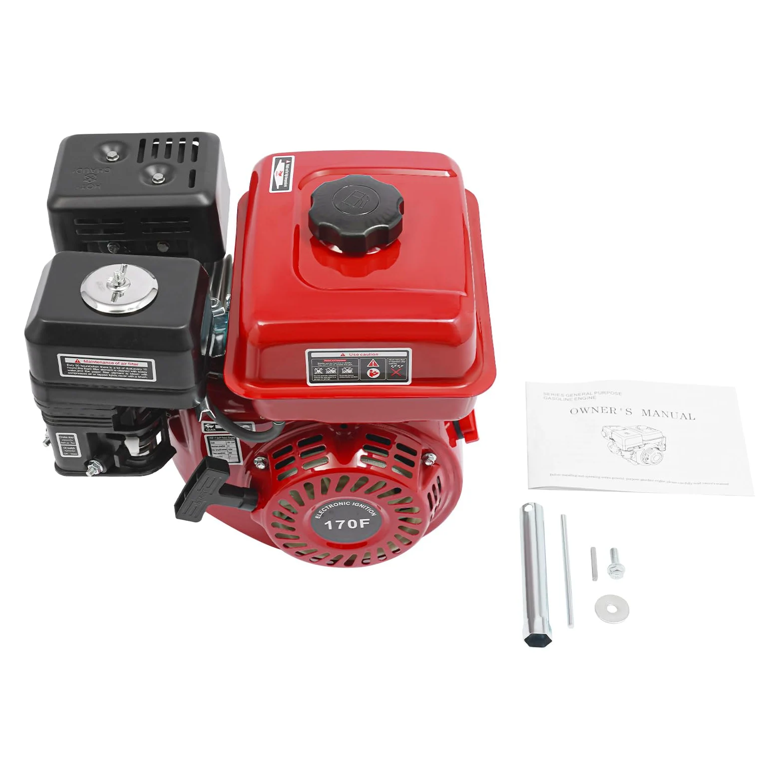 Motor de gasolina Go Kartmotor, 7.5 HP 4 tiempos OHV, motor de gasolina 210 cc, 4 kW, motor de accionamiento estacionario 3600 r/min para cortacésped Gokarts limpiador de alta presión