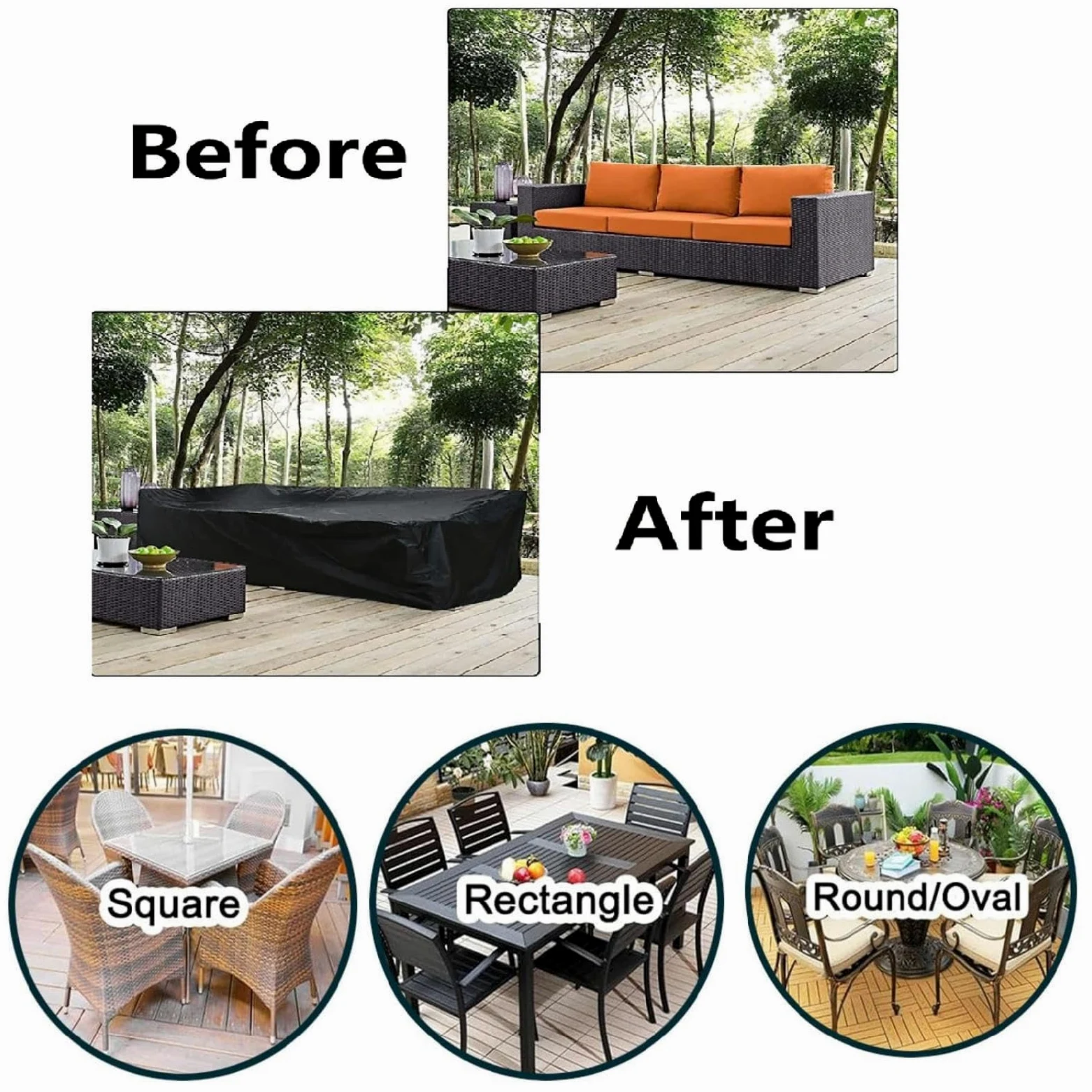 Funda Muebles Jardin 405x335x90cm/LxWxH 420D Oxford Cubierta Impermeable,Funda Para Exterior Tela Impermeable Funda Silla Jardin Exterior Impermeable Para Mesas Sillas Sofás Mobiliario Exterior