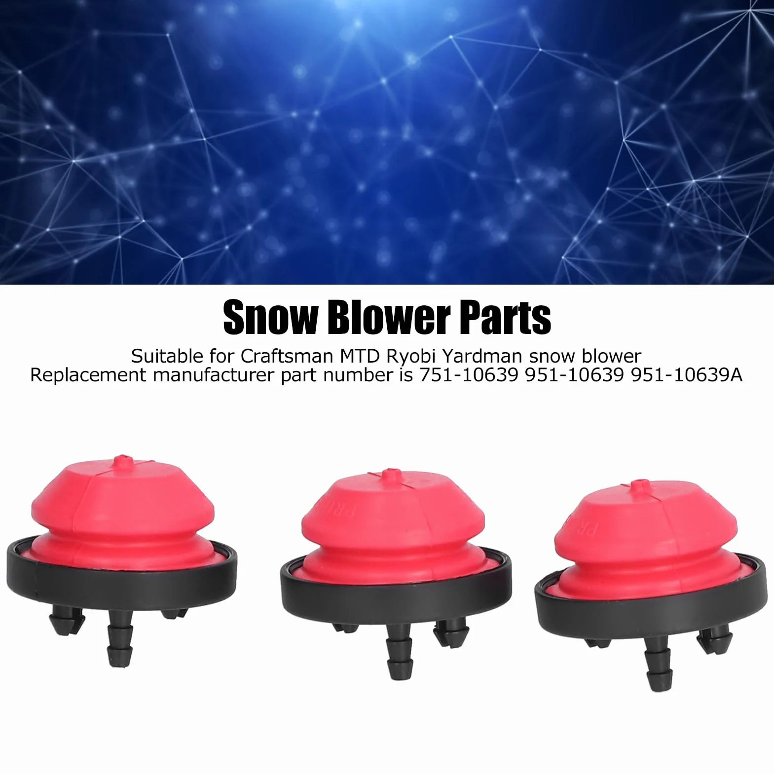 Fdit 3 Piezas de Montaje de Bombilla de Imprimación de Soplador de Nieve, Repuesto de Bombilla de Imprimación para Craftsman MTD Ryobi Yardman 751-10639 951-10639 951-10639A