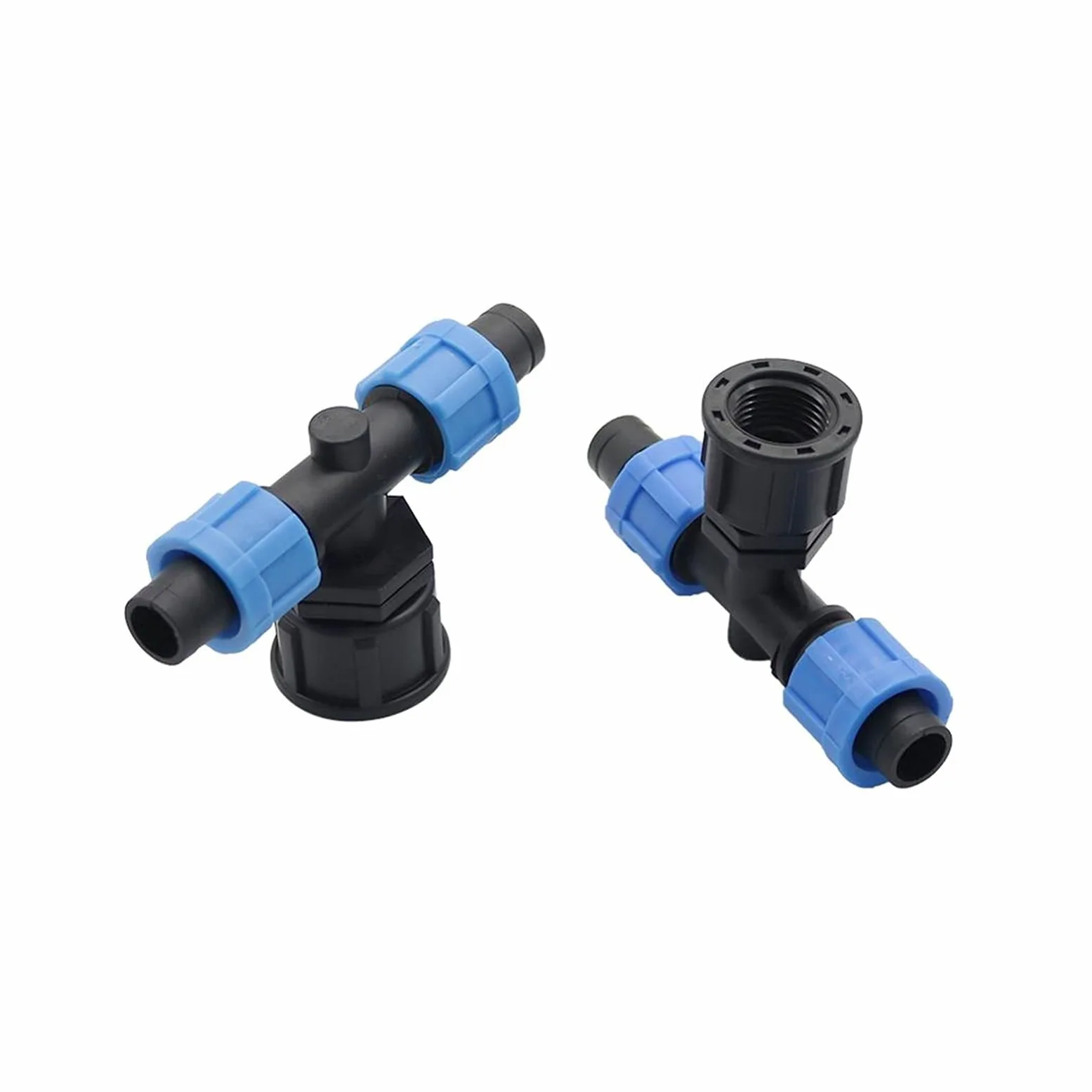 Conexión de agua de pulverización Conectores de enchufe de tres vías de bloqueo de riego de goteo de 40 16 mm de goteo con accesorios de conexión de tubería DN17 de 1/2 "3/4" roscados (Color : Gold)