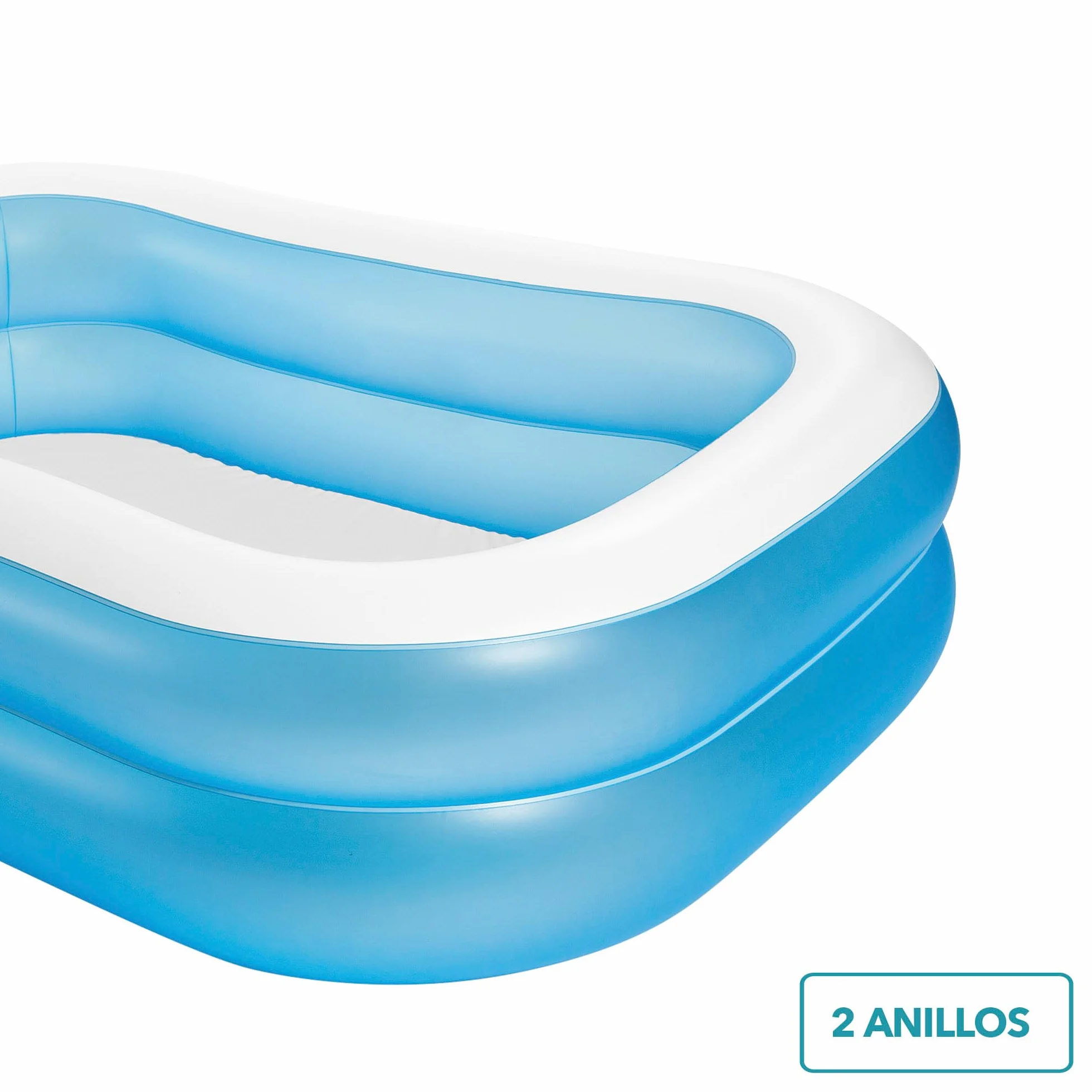 Intex Piscina hinchable infantil familiar rectangular, Medidas 203x152x48cm, 540 litros de capacidad, Piscina hinchable rectangular y azul, juego para niños (57180)