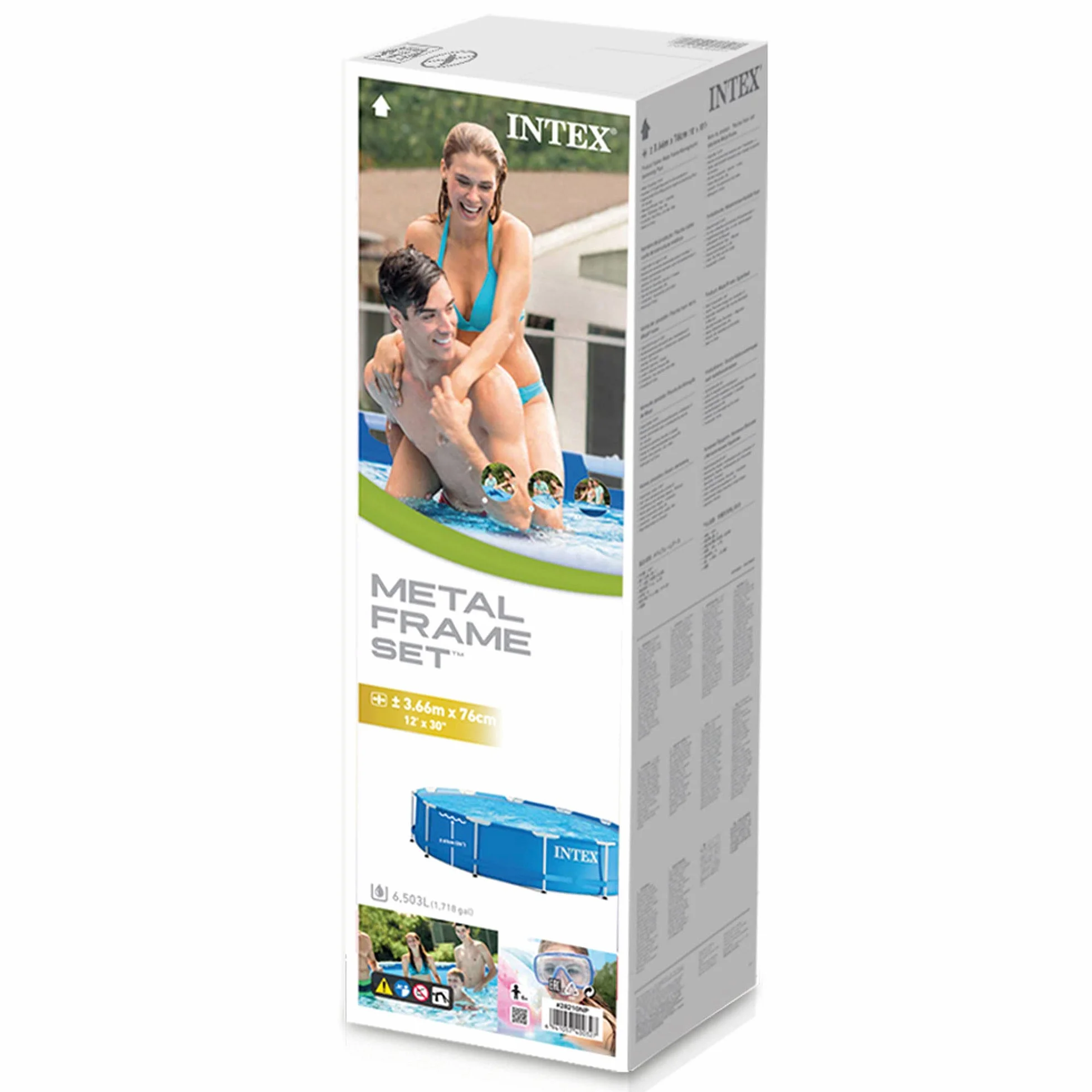 Intex piscina con estructura metalica tubular redonda (ø) 3.66 x (h) 0.76m, Color Azul