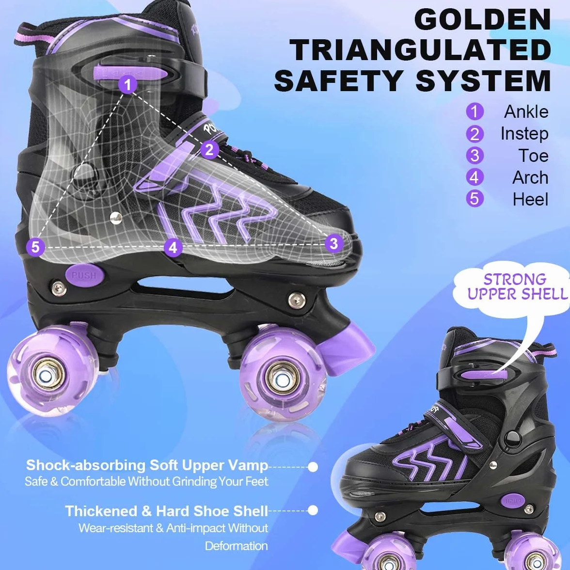 Patines 4 Ruedas Niñas Niños Roller Quad Ajustables con Ruedas Luminosas Principiantes