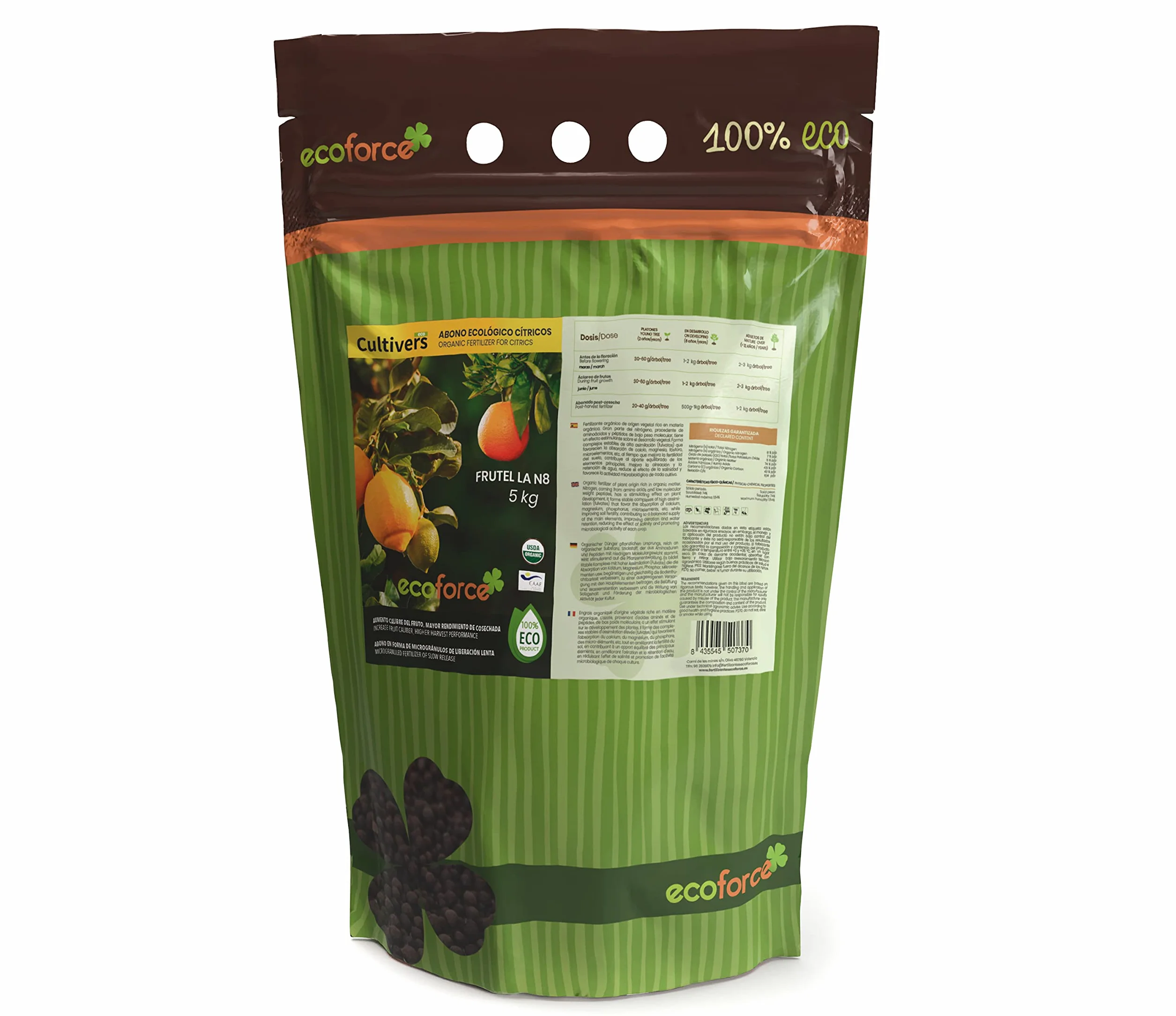 CULTIVERS Abono Cítricos Ecológico 5 kg. Fertilizante Origen 100% Orgánico y Natural Microgránulado. Mayor Rendimiento
