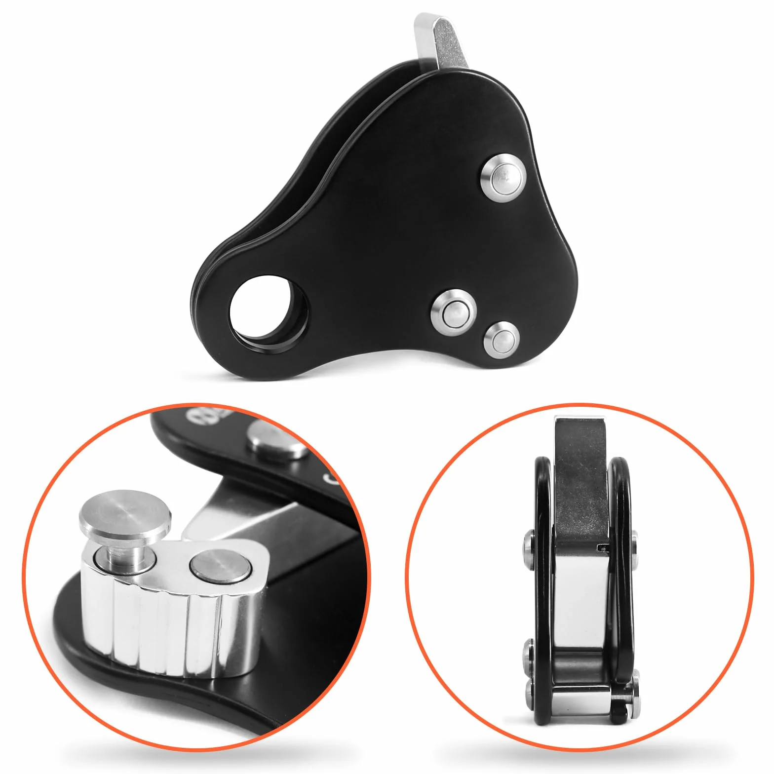 NewDoar Ascensor de agarre de cuerda 12KN ajustador elevación cuerdas 10-13mm rescate escalada roca Negro