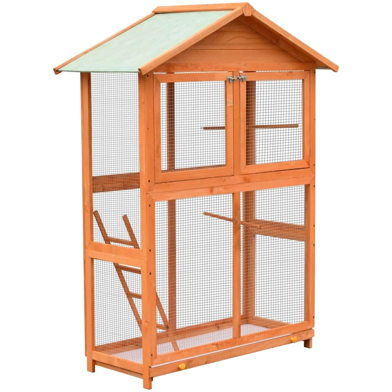 Homgoday Jaula para pájaros, madera maciza de pino y abeto, 125,5 x 59,5 x 164 cm, nido de pájaros, casas de pájaros, jaulas y soportes para animales y suministros para mascotas
