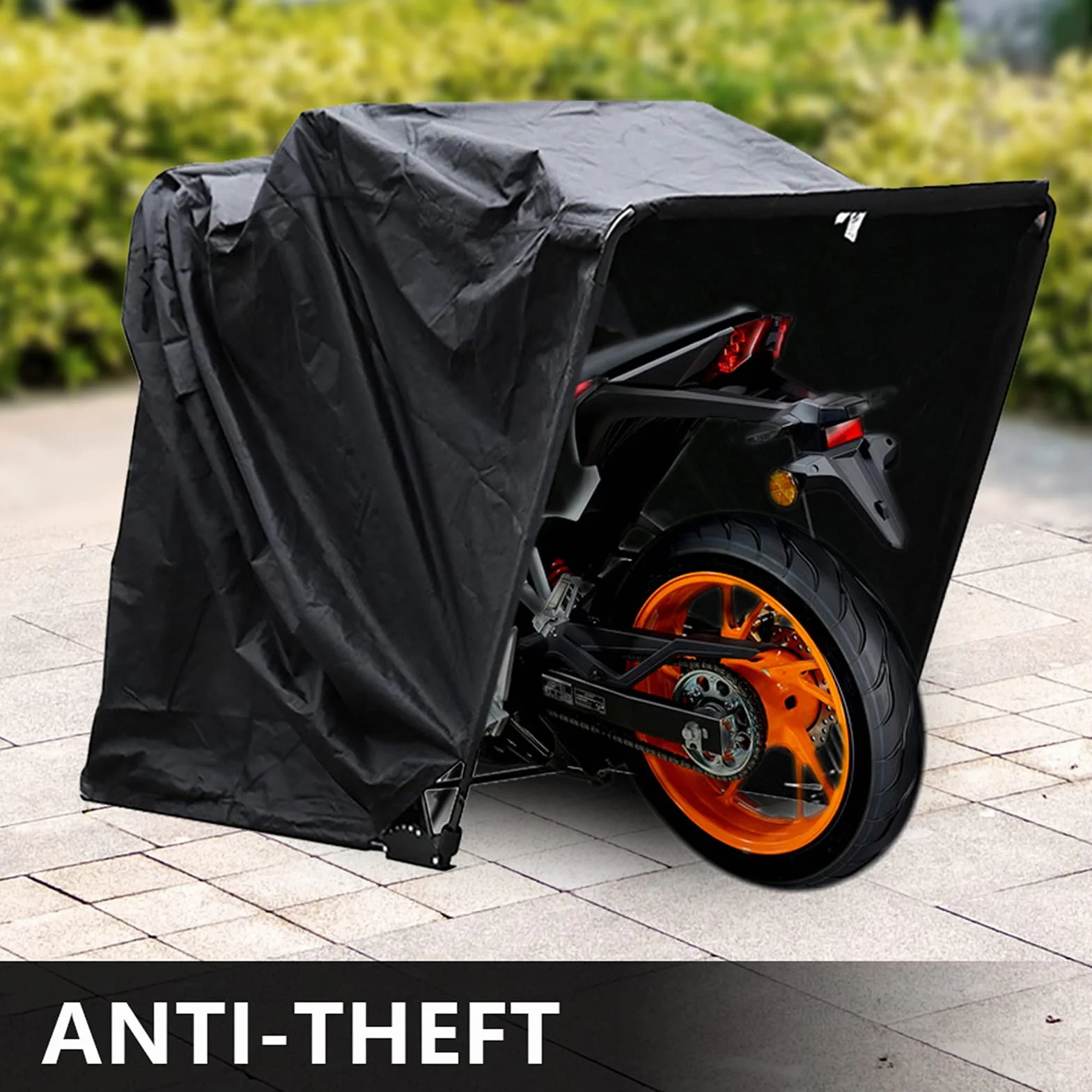 Garaje de moto resistente a los rayos UV e impermeable, 270 x 105 x 155 cm, tienda plegable para moto y scooter, garaje universal ventilado con marco de acero y bolsa de transporte