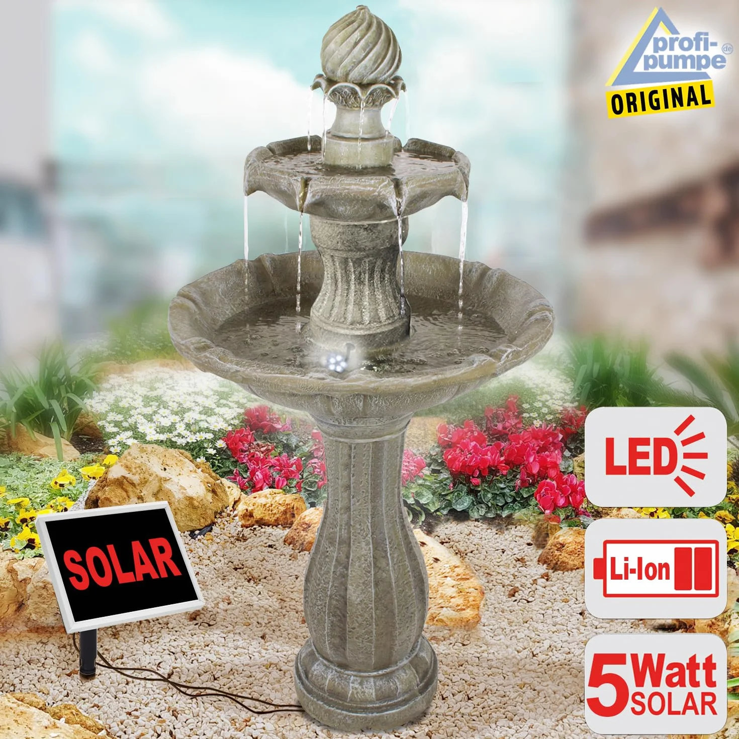 Fuente de agua solar para jardín, exterior, baño de pájaros, ideal para balcón, terraza y jardín, hermoso arte para tu medio ambiente, fuente decorativa al aire libre