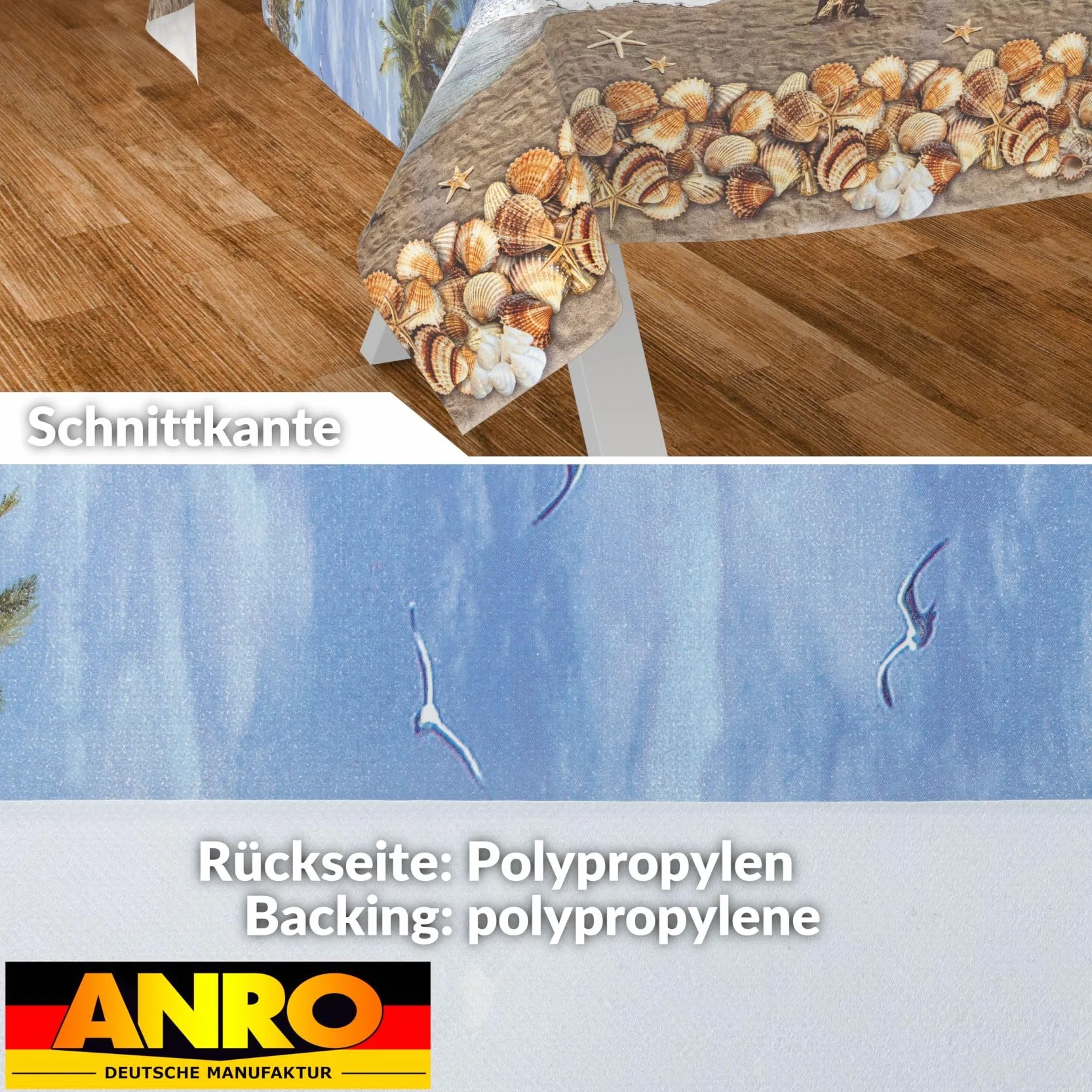 ANRO Mantel de Hule Lavable, para jardín, Exterior e Interior, 240 x 140 cm, Borde Cortado