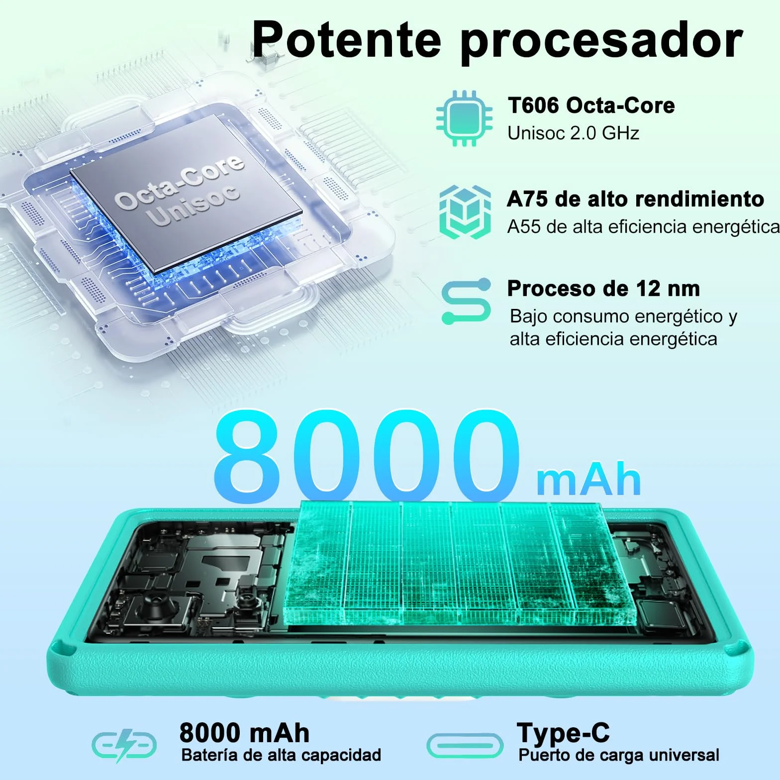 Tablet Android 15 11 Pulgadas Octa-Core 24GB+256GB/2TB 8000 mAh Cuerpo Metálico Verde