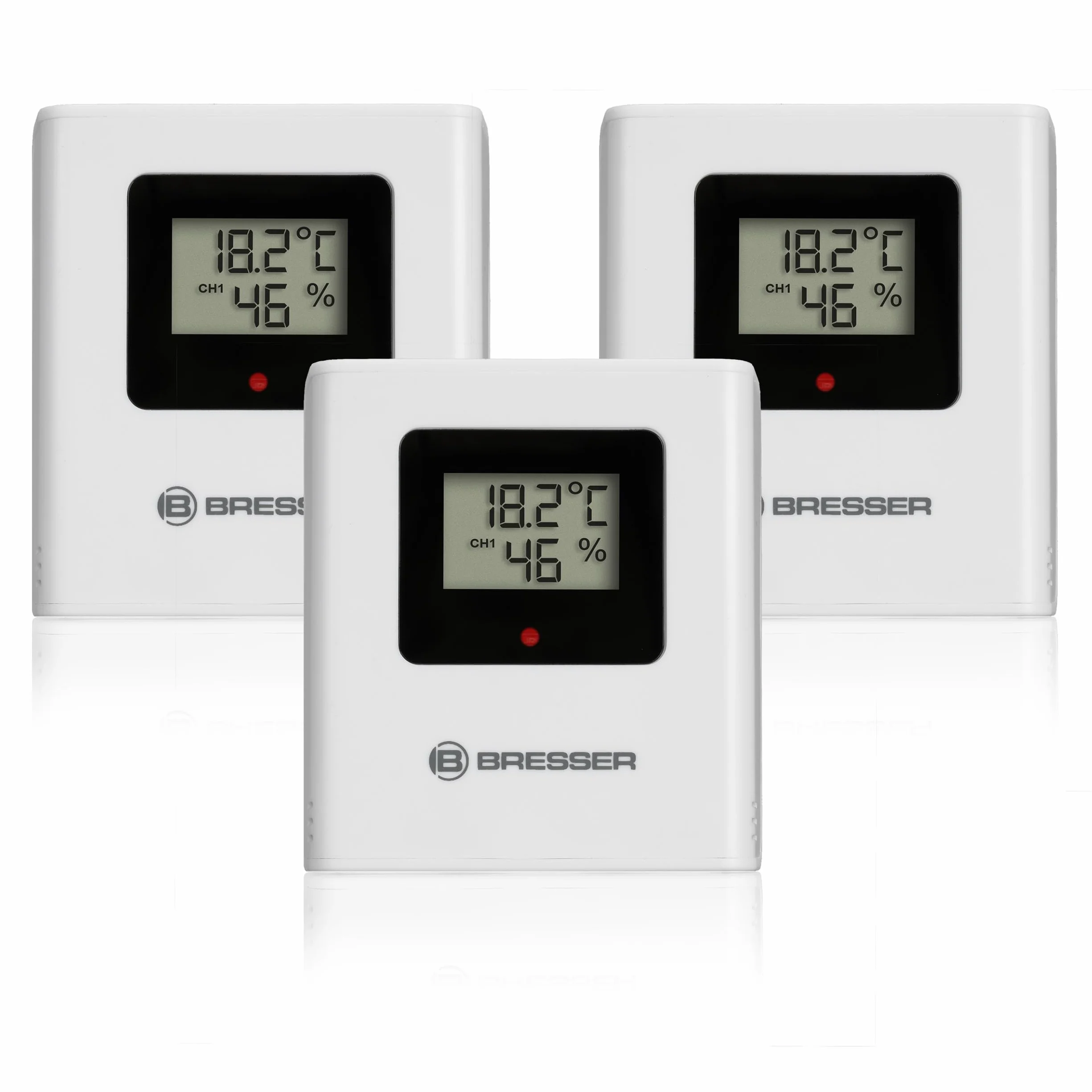 Bresser Termo-Higrómetro Set con 3 Sensores Inalámbricos Temperatura Humedad Pantalla Alarma