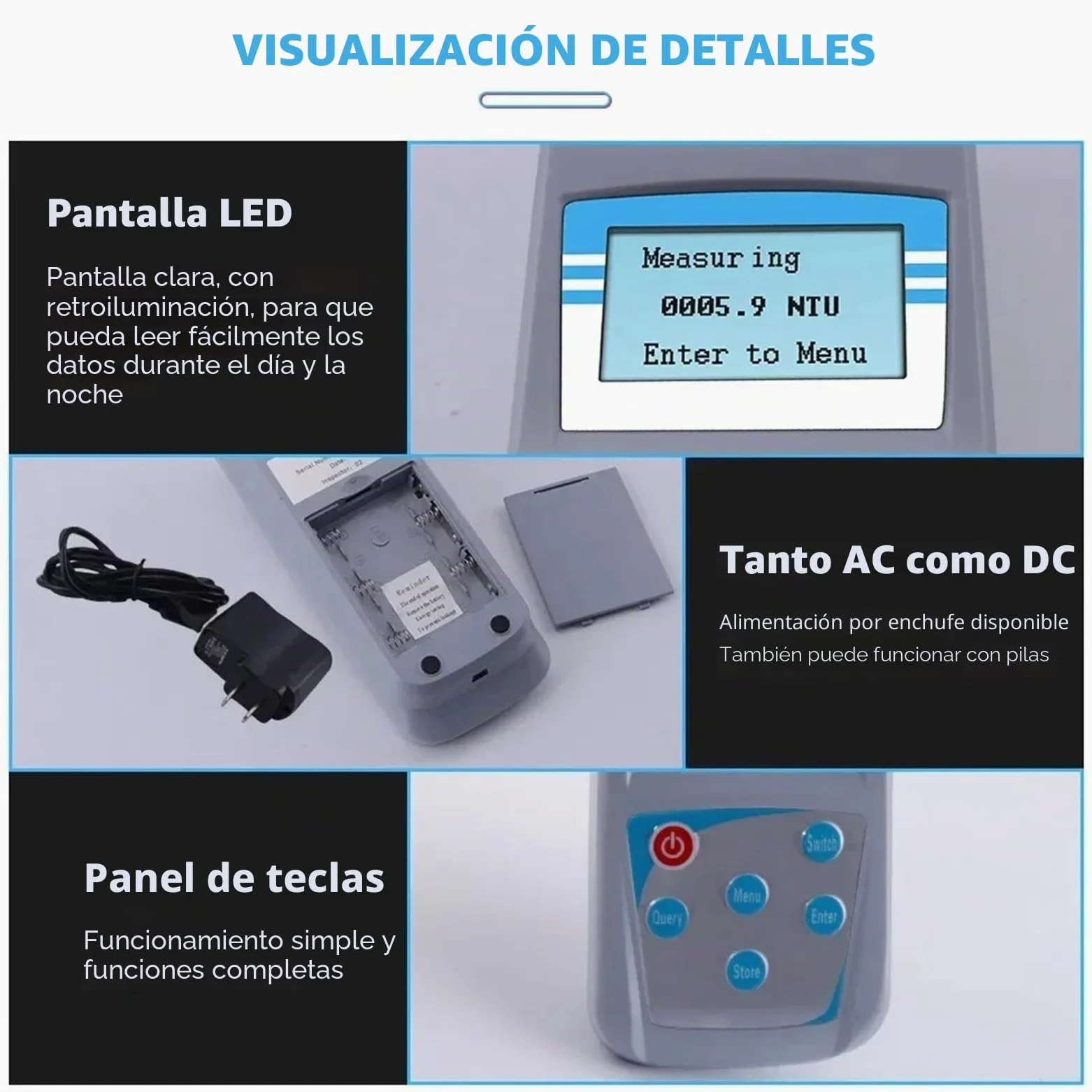 Medidor de turbidez digital, Turbidímetro portátil, microordenador, medidor de turbidez digital alta precisión for piscinas, laboratorio calidad del agua,para pruebas de calidad del agua