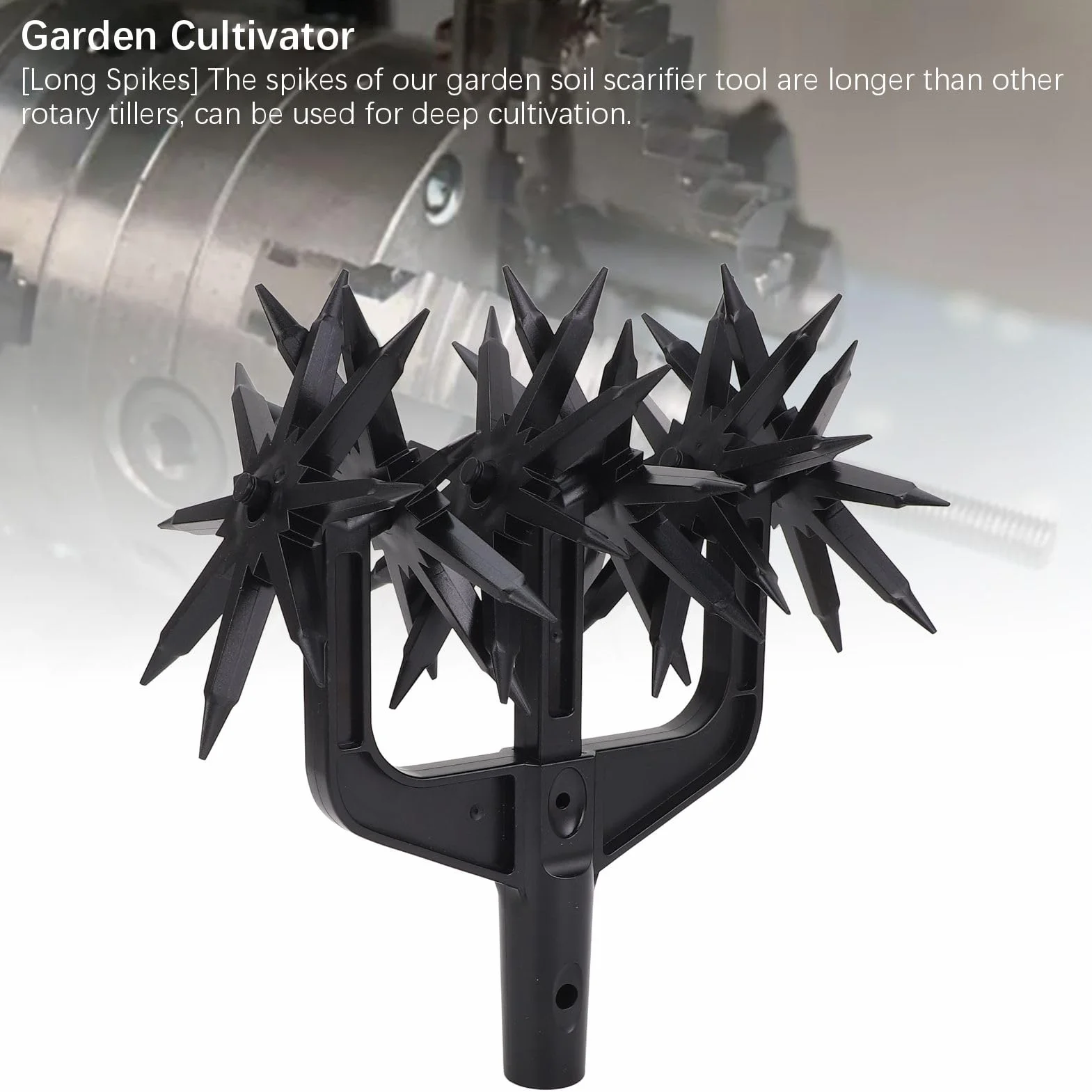Cultivador Rotativo de Jardín, Cimor de Mano Ajustable con Ruedas de Plástico Desmontables y Largas Picos, Herramienta de Cultivador del Suelo para la Aireación