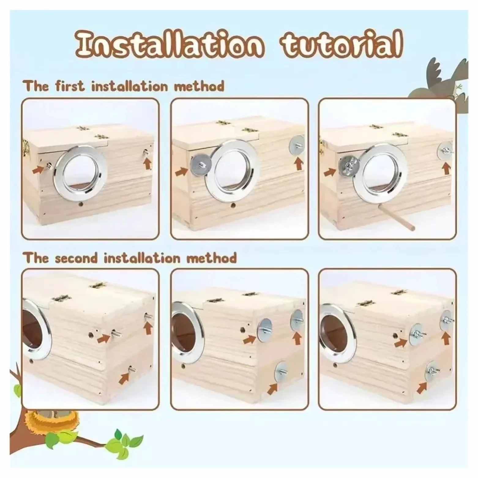 Nido de Madera para pájaros Nido for periquitos de Madera Maciza, diseño Transparente, fácil Limpiar, Bordes Lisos, Caja cría for pájaros(M)