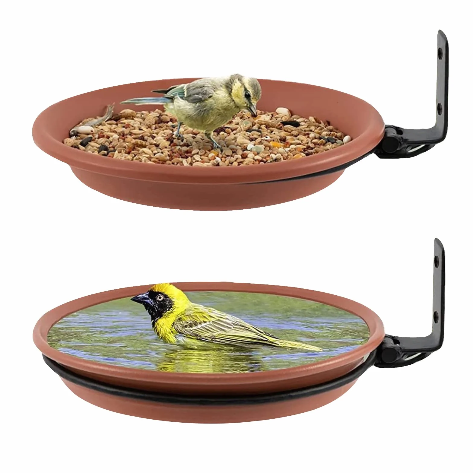 2 PCS Comedero y Bebedero Pajaros Silvestres Exterior 2 en 1, Bano para Pájaros, Montado Comedero Pajaros Exterior Colgante, Bird Feeder, Comedero para Colgar los Pájaros