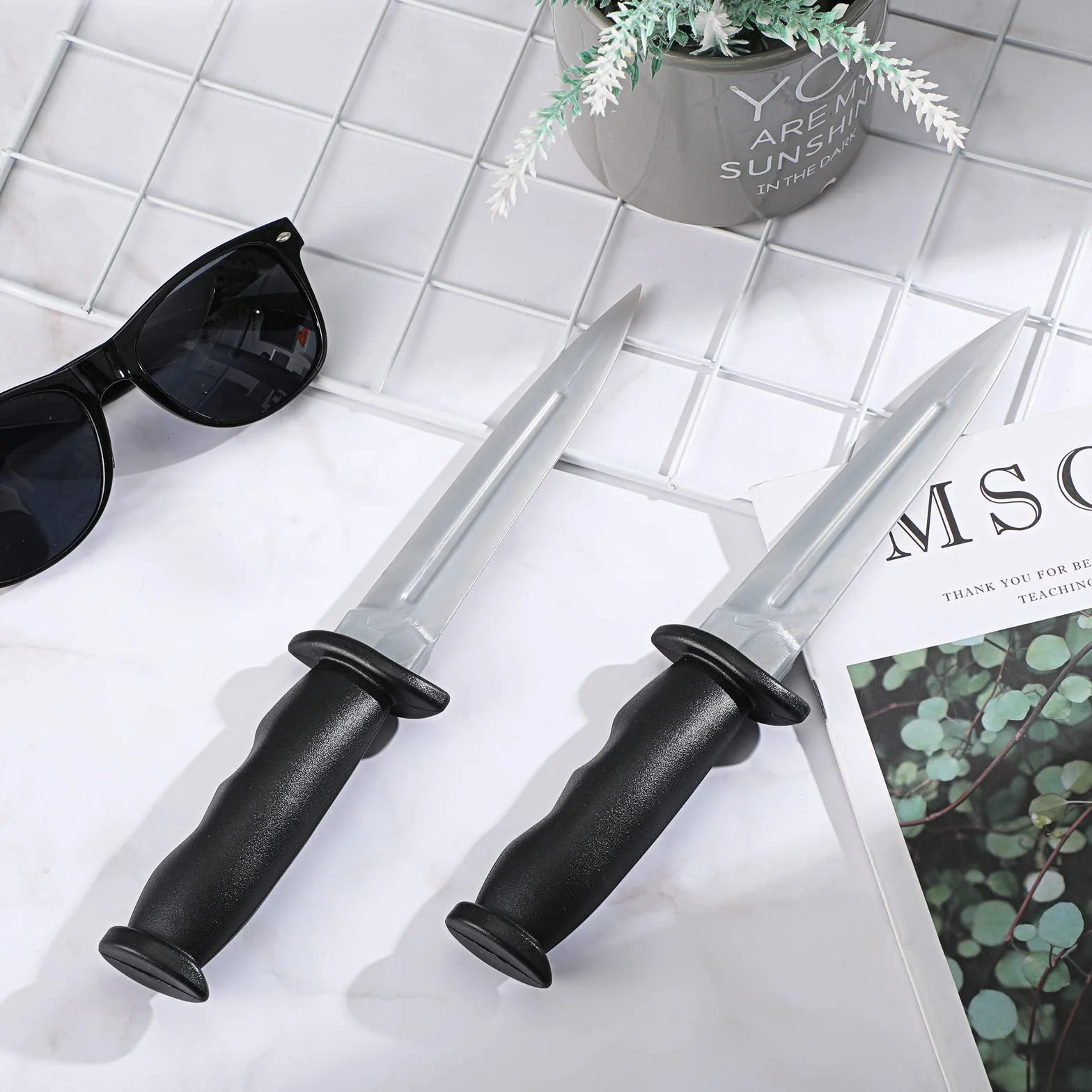 Cuchillos de Entrenamiento de Goma Accesorios para Artes Marciales (Blanco)