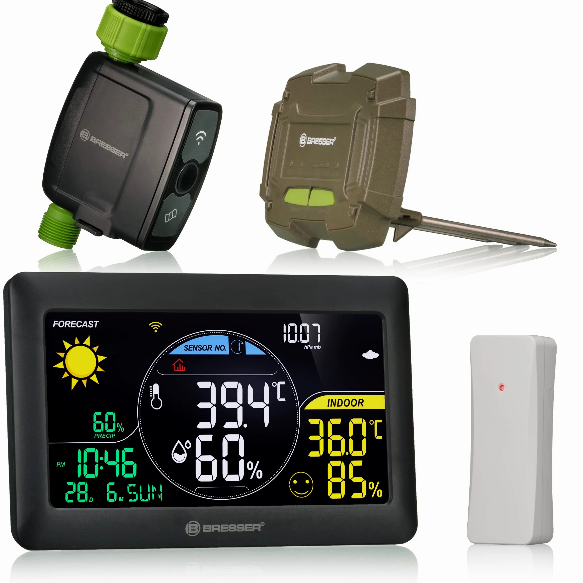 Bresser - Sistema de riego Smart Home | App HomGar, Alexa y Google Assistant, 6 programas diarios, sensor de suelo, pausa por lluvia, riego y nebulización